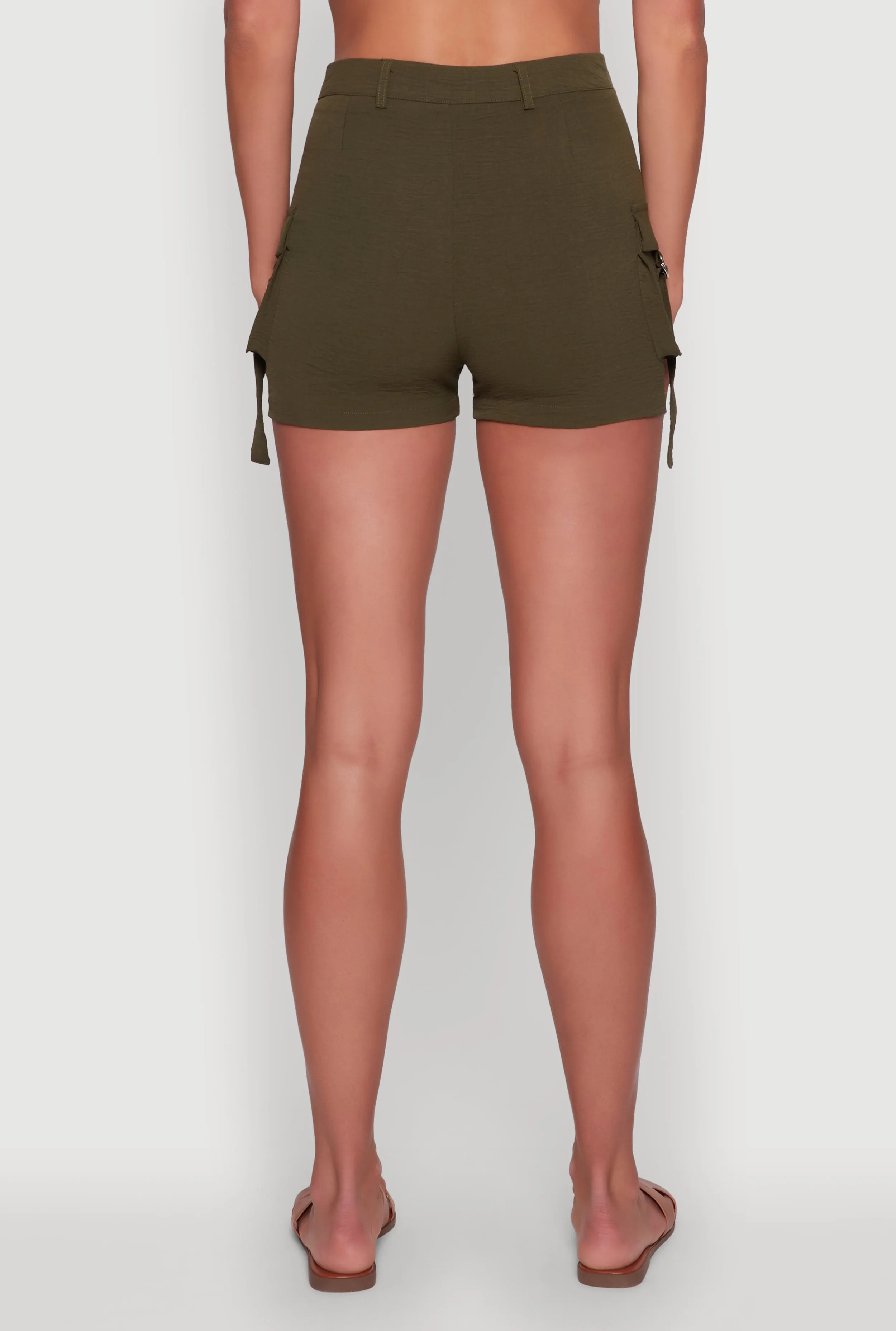 Trendy Crepe Knit High Waisted Cargo Shorts sold by Rainbow product image thumbnail 5