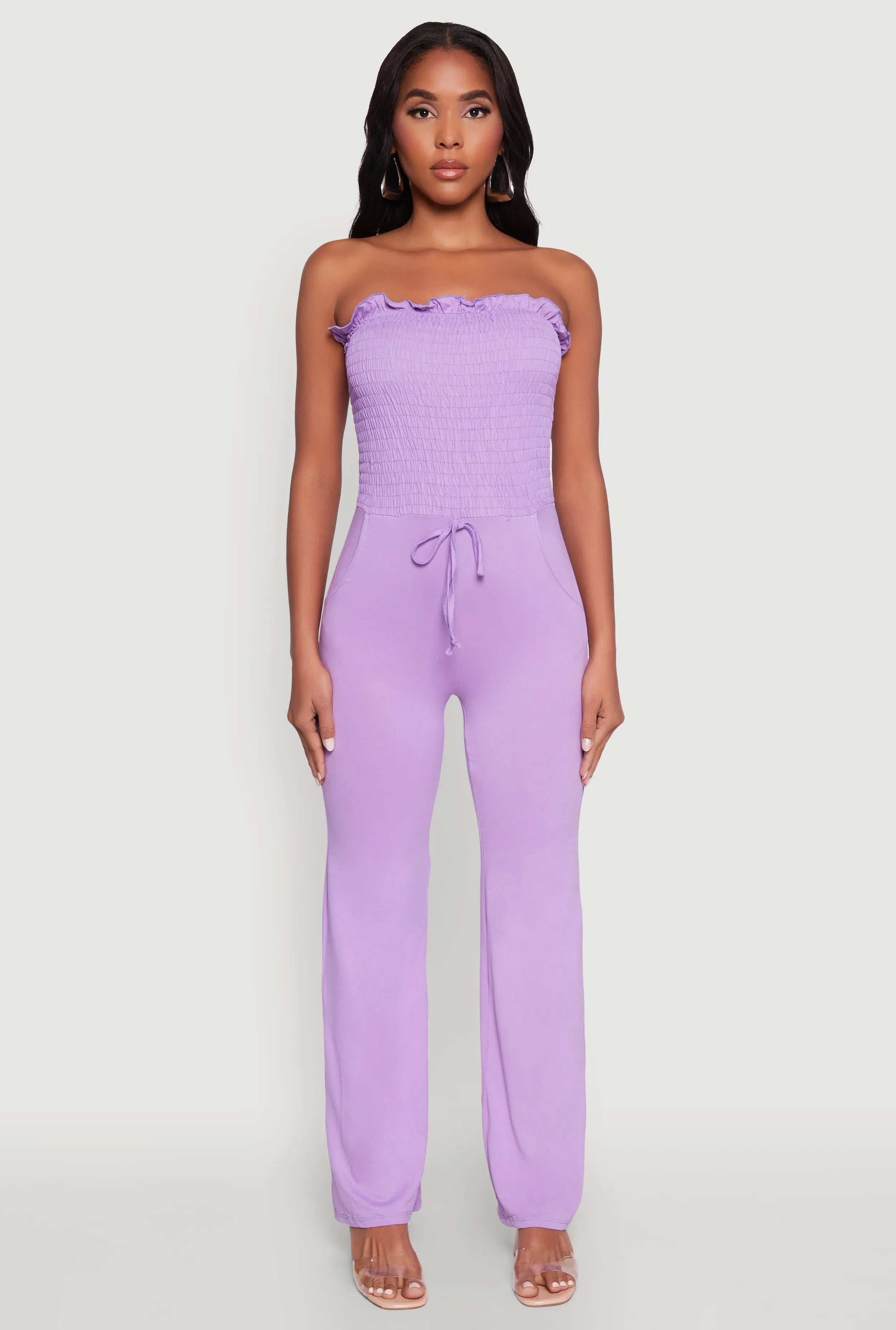 Chic Smocked Strapless Ruffle Jumpsuit with Faux Drawstring sold by Rainbow product image thumbnail 2