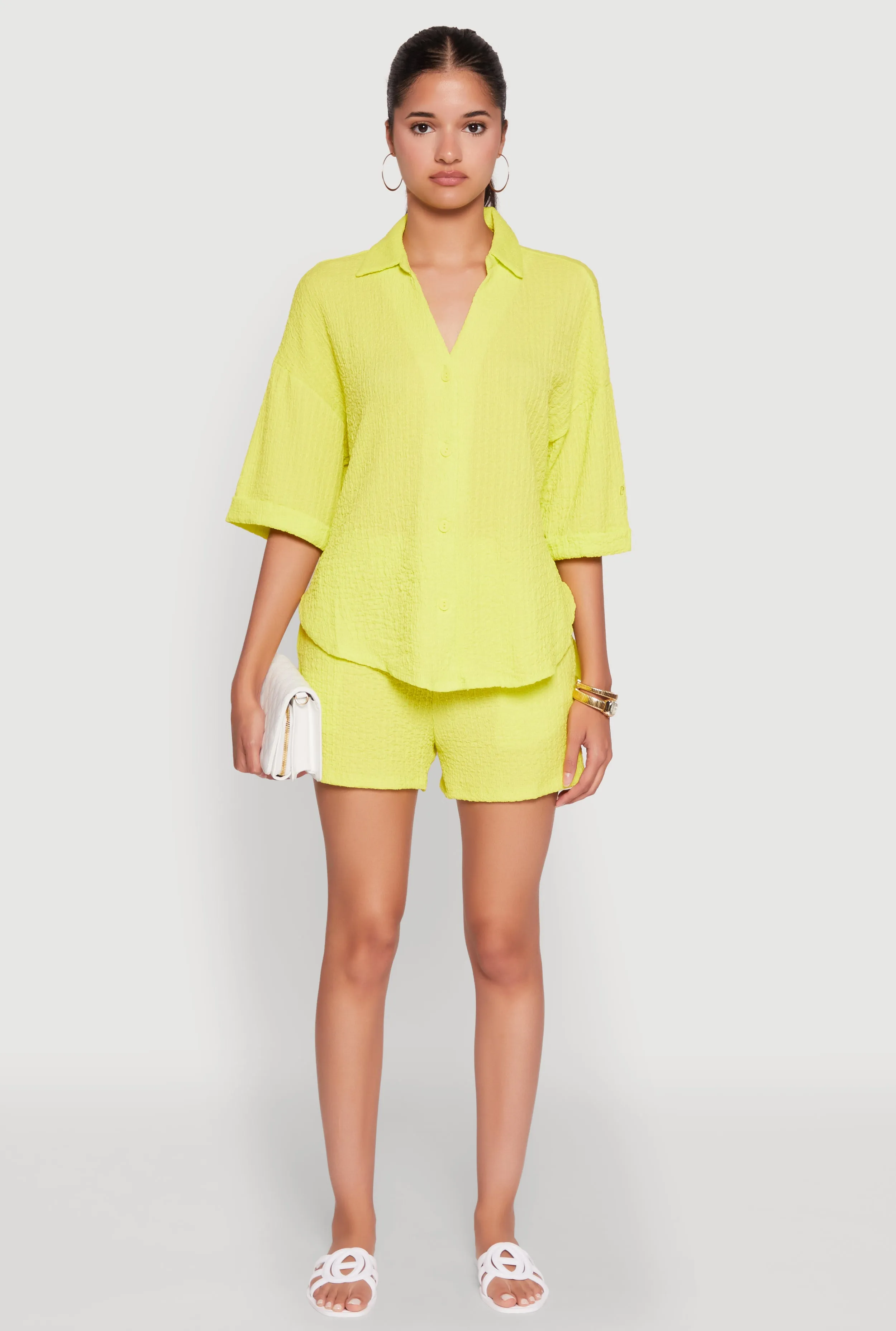 Chic Textured Knit Shirt with Quarter Sleeves and Classic Fit sold by Rainbow product image thumbnail 2