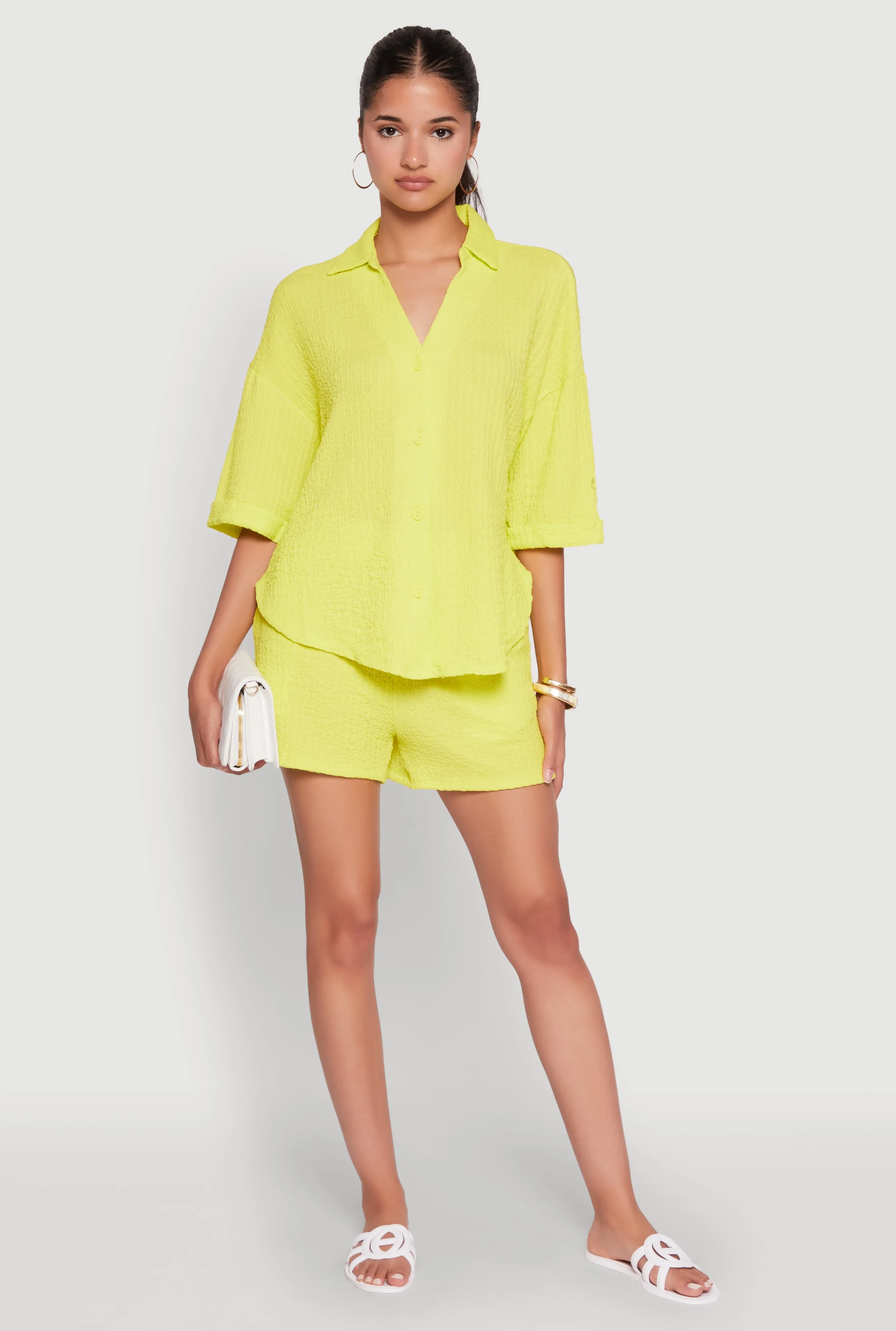 Chic Textured Knit Shirt with Quarter Sleeves and Classic Fit sold by Rainbow product image thumbnail 3