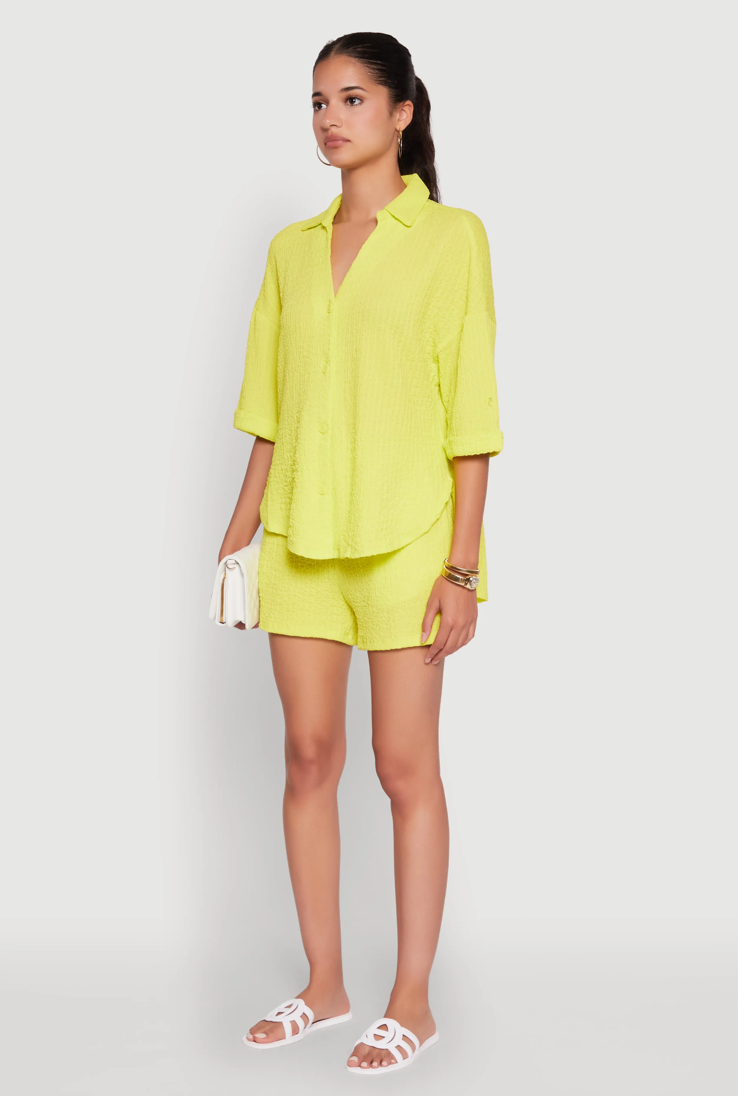 Chic Textured Knit Shirt with Quarter Sleeves and Classic Fit sold by Rainbow product image thumbnail 5