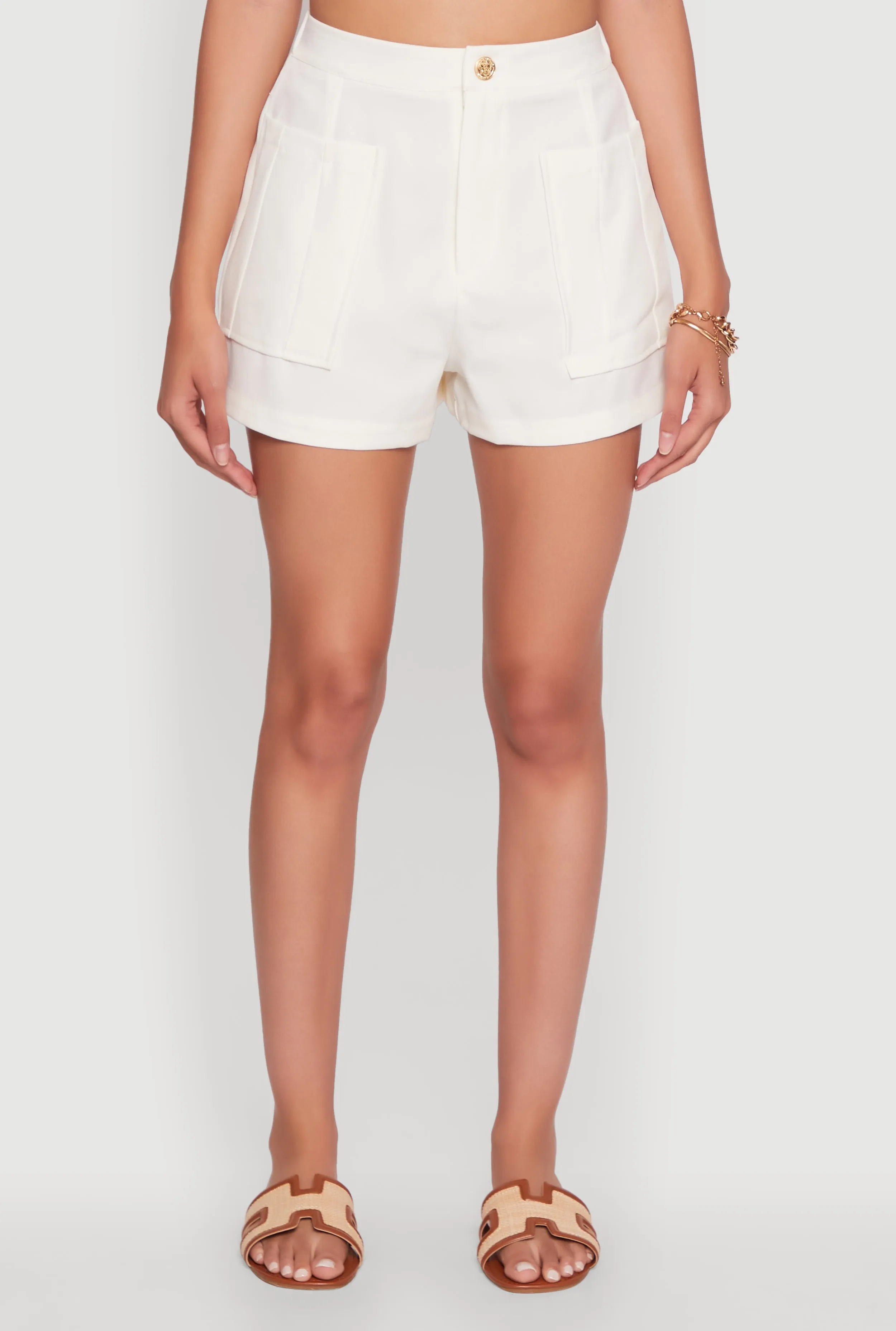 Trendy High Waisted Twill Shorts with Front Pockets sold by Rainbow product image thumbnail 3