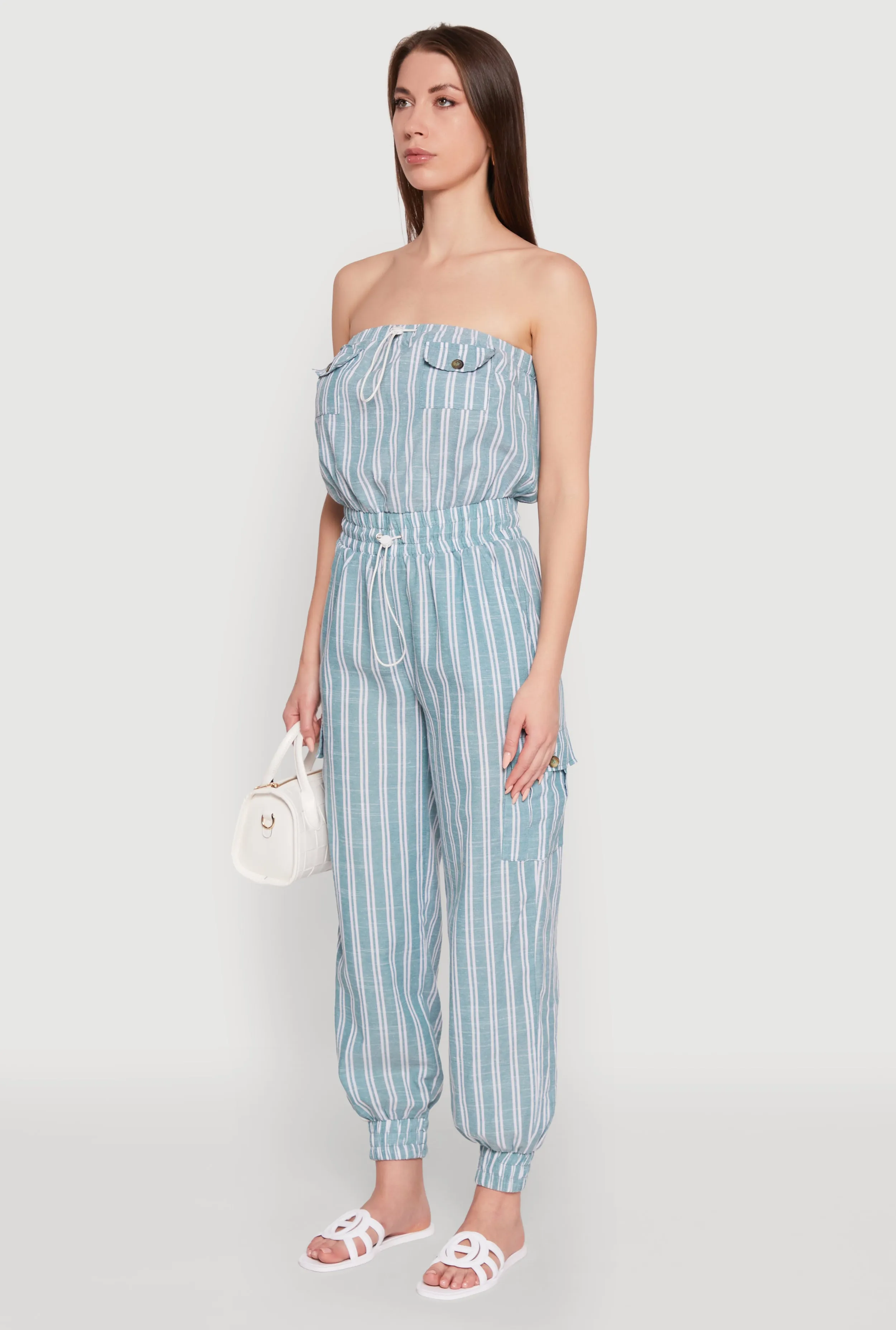 Stylish Striped Utility Jumpsuit with Drawstring Waist sold by Rainbow product image thumbnail 3