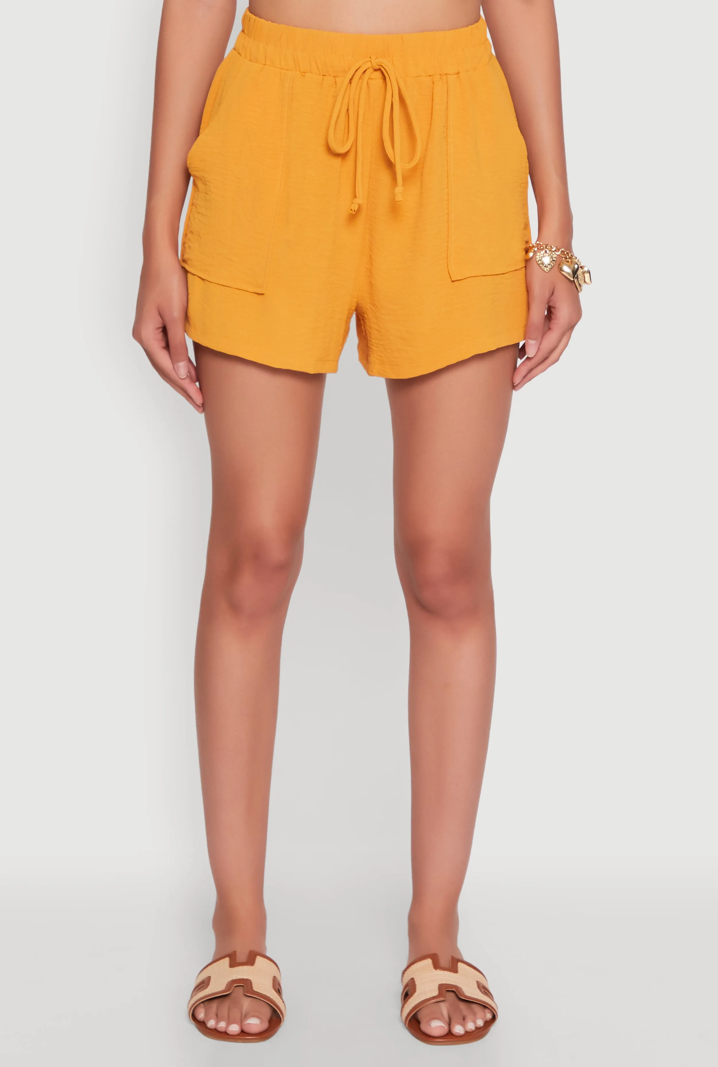 Chic High Waisted Crepe Knit Shorts with Pockets sold by Rainbow product image thumbnail 3