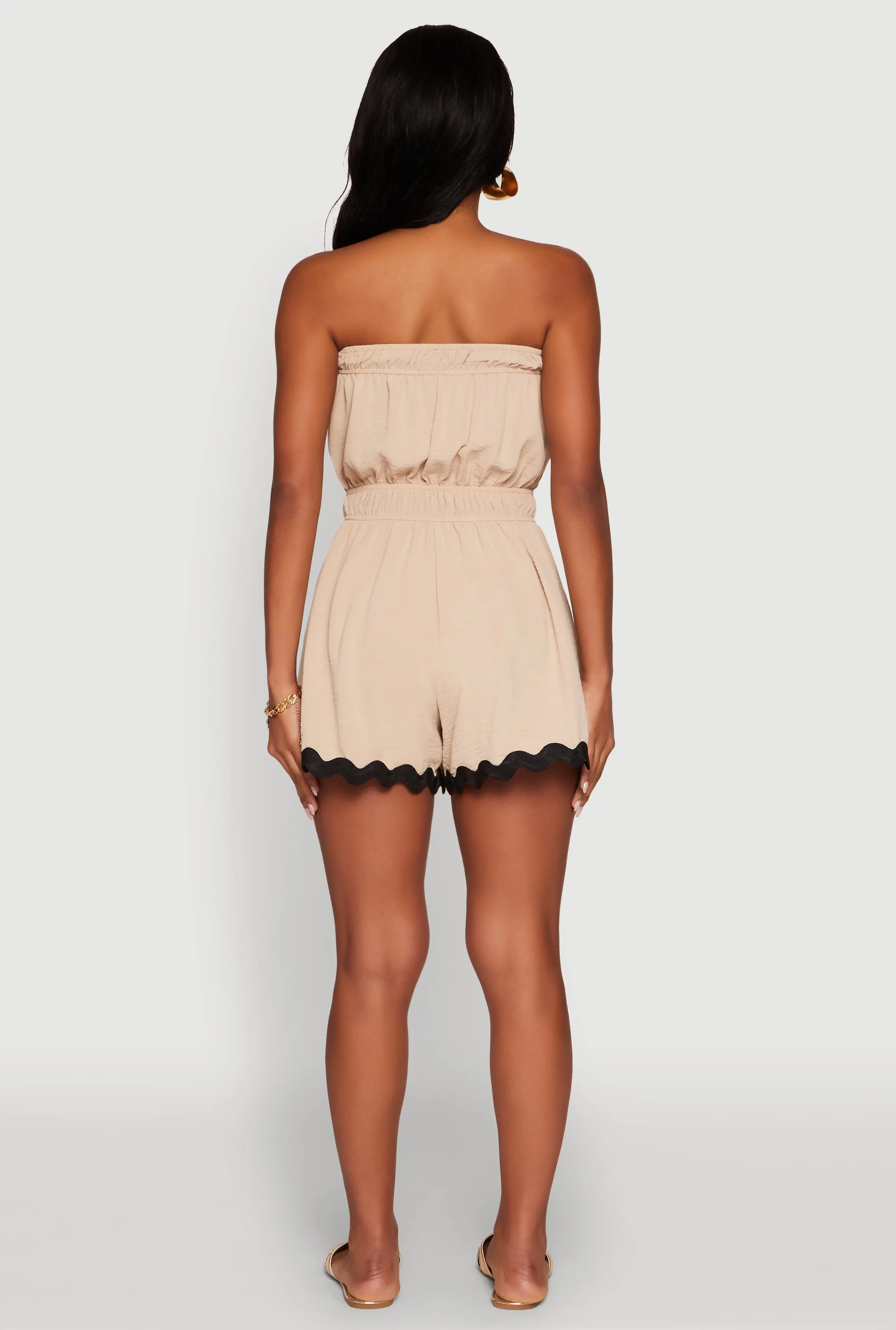 Chic Scalloped Contrast Trim Strapless Romper sold by Rainbow product image thumbnail 5