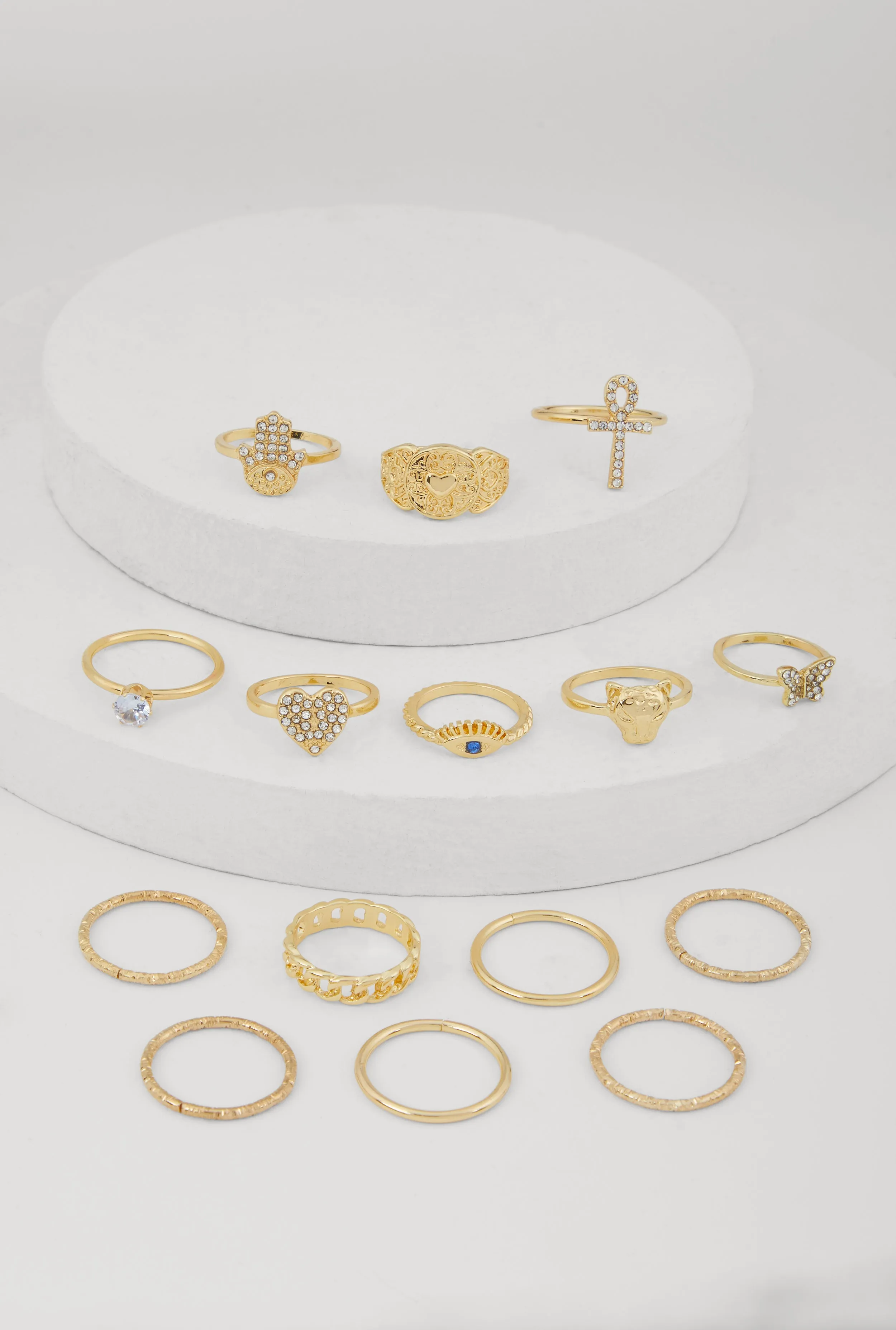 Elegant Metallic Cubic Zirconia Assorted Rings Set of 15 sold by Rainbow