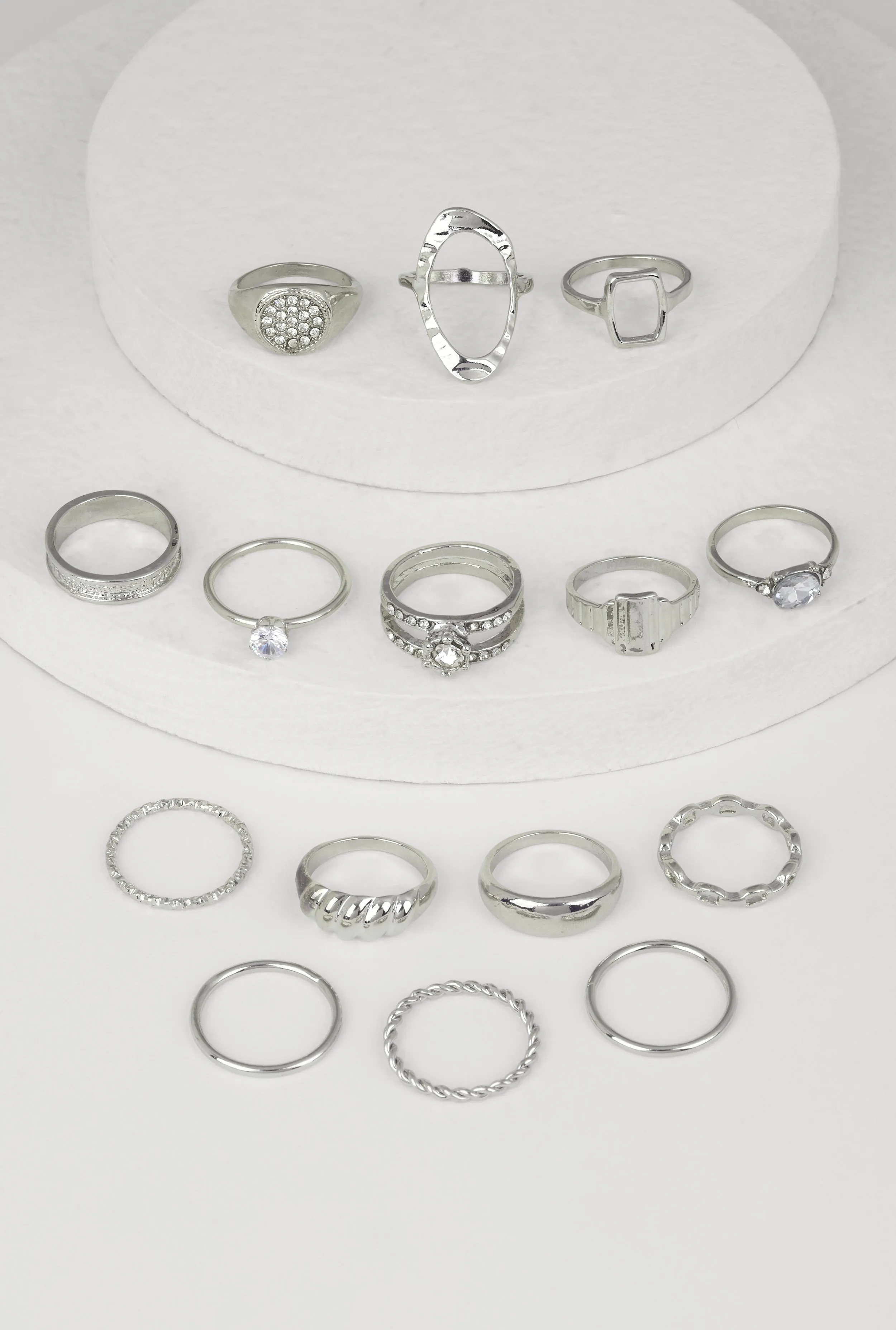 Shiny Cubic Zirconia Metallic Rings Set of 15 sold by Rainbow