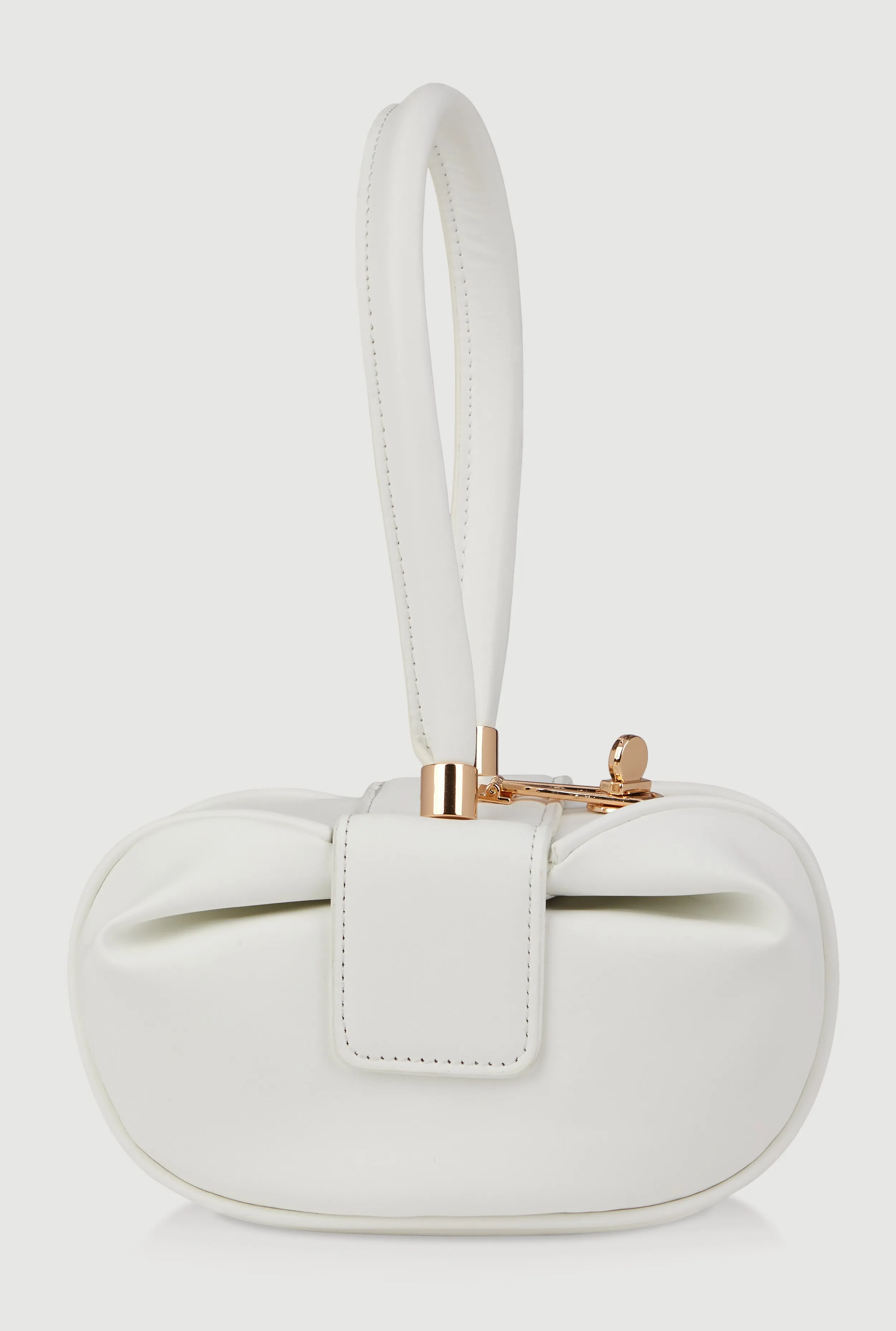 Sleek Metallic Detail Faux Leather Wristlet Handbag sold by Rainbow