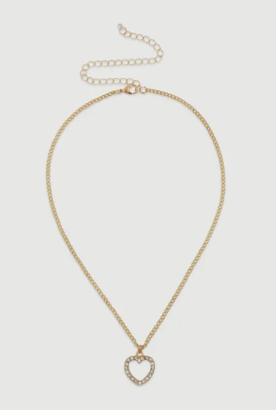 Open Heart Pendant Necklace sold by Rainbow