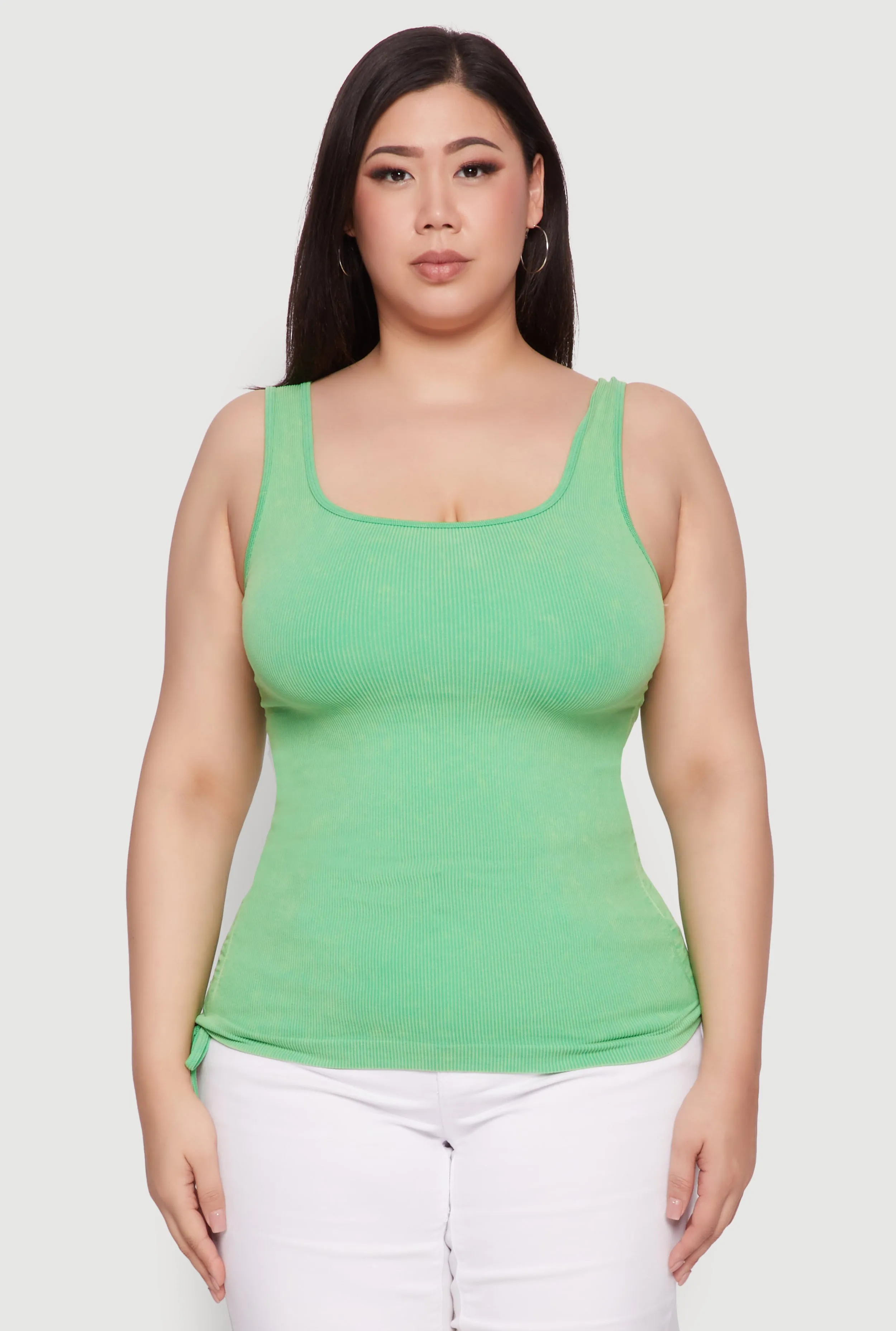 Plus Size Trendy Mineral Wash Side Ruched Tank Top sold by Rainbow product image thumbnail 2
