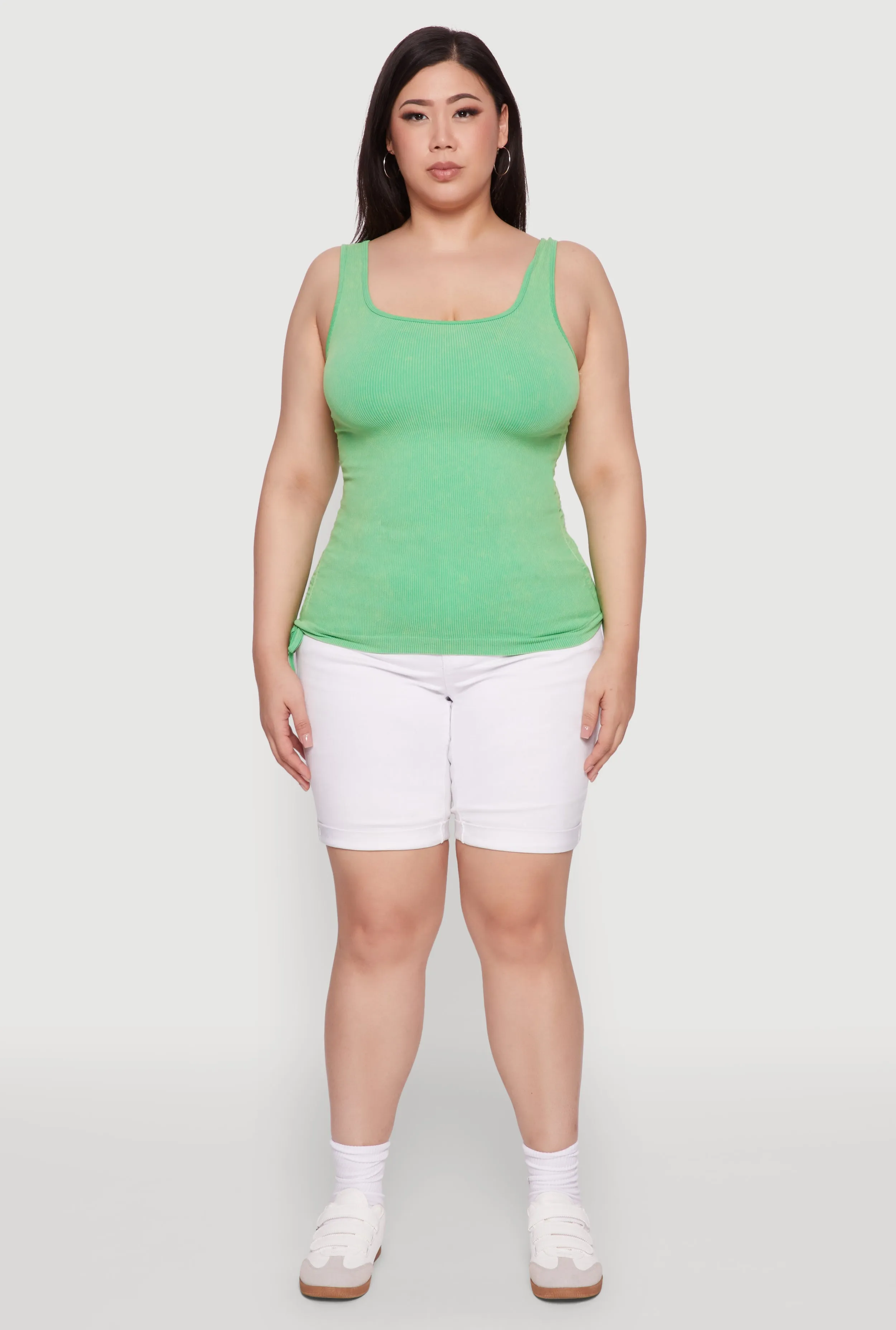 Plus Size Trendy Mineral Wash Side Ruched Tank Top sold by Rainbow product image thumbnail 3