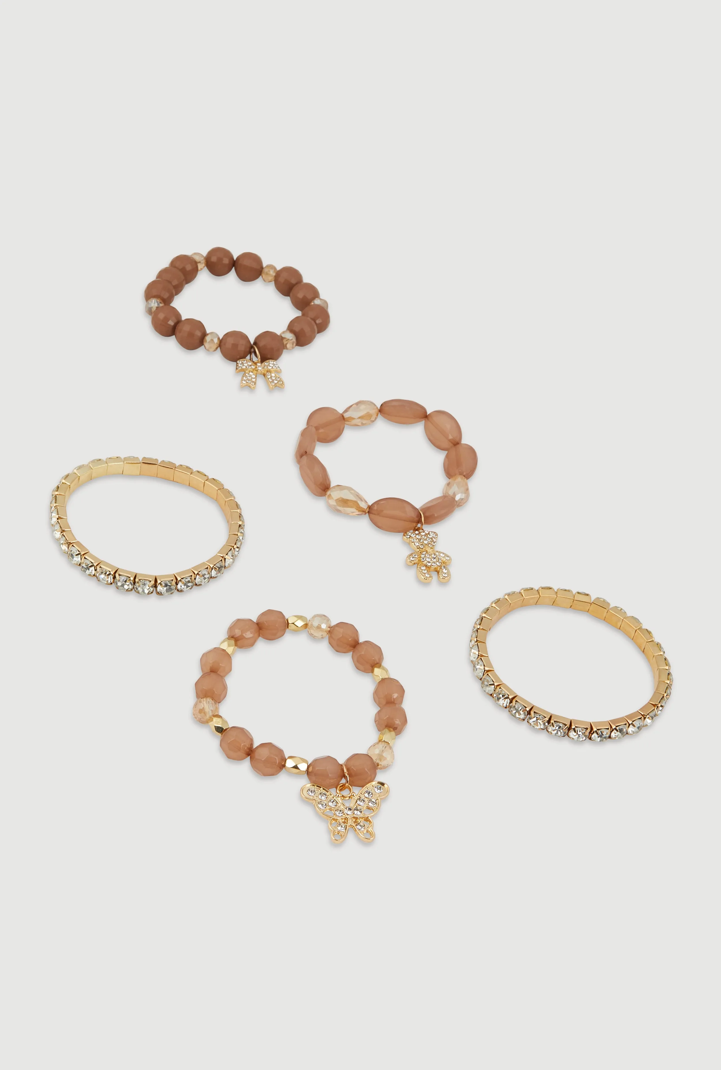 Butterfly Bow Bear Charm Stretch Bracelets Set of 5 sold by Rainbow product image thumbnail 3