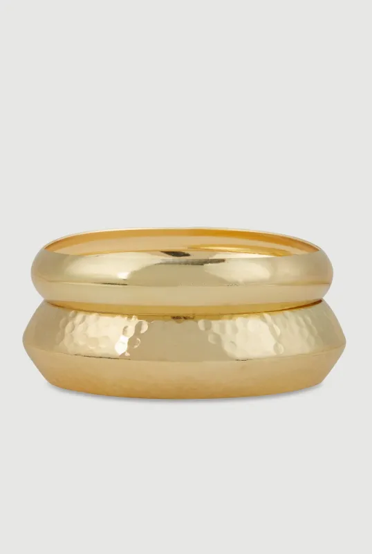 Plus Size Chunky Metallic Bangles Set of 2 sold by Rainbow