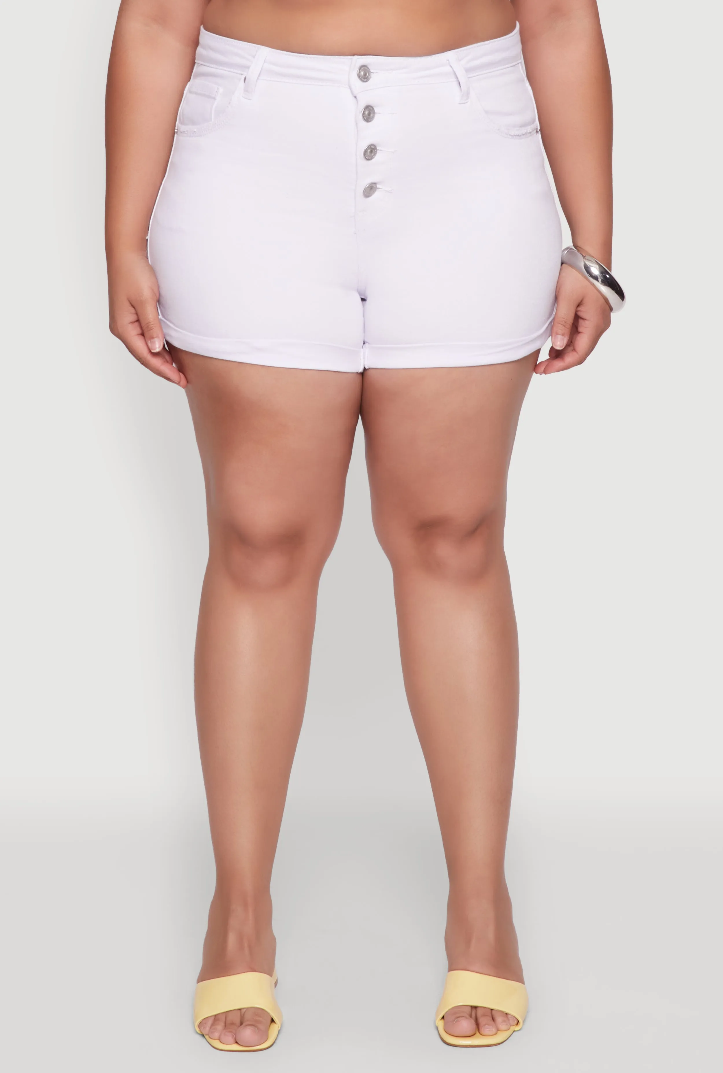 Plus Size WAX High Waisted Denim Shorts with Fixed Cuffs sold by Rainbow product image thumbnail 5