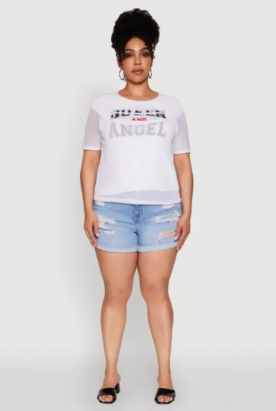 Plus Size Queen and Angel Mesh Top sold by Rainbow