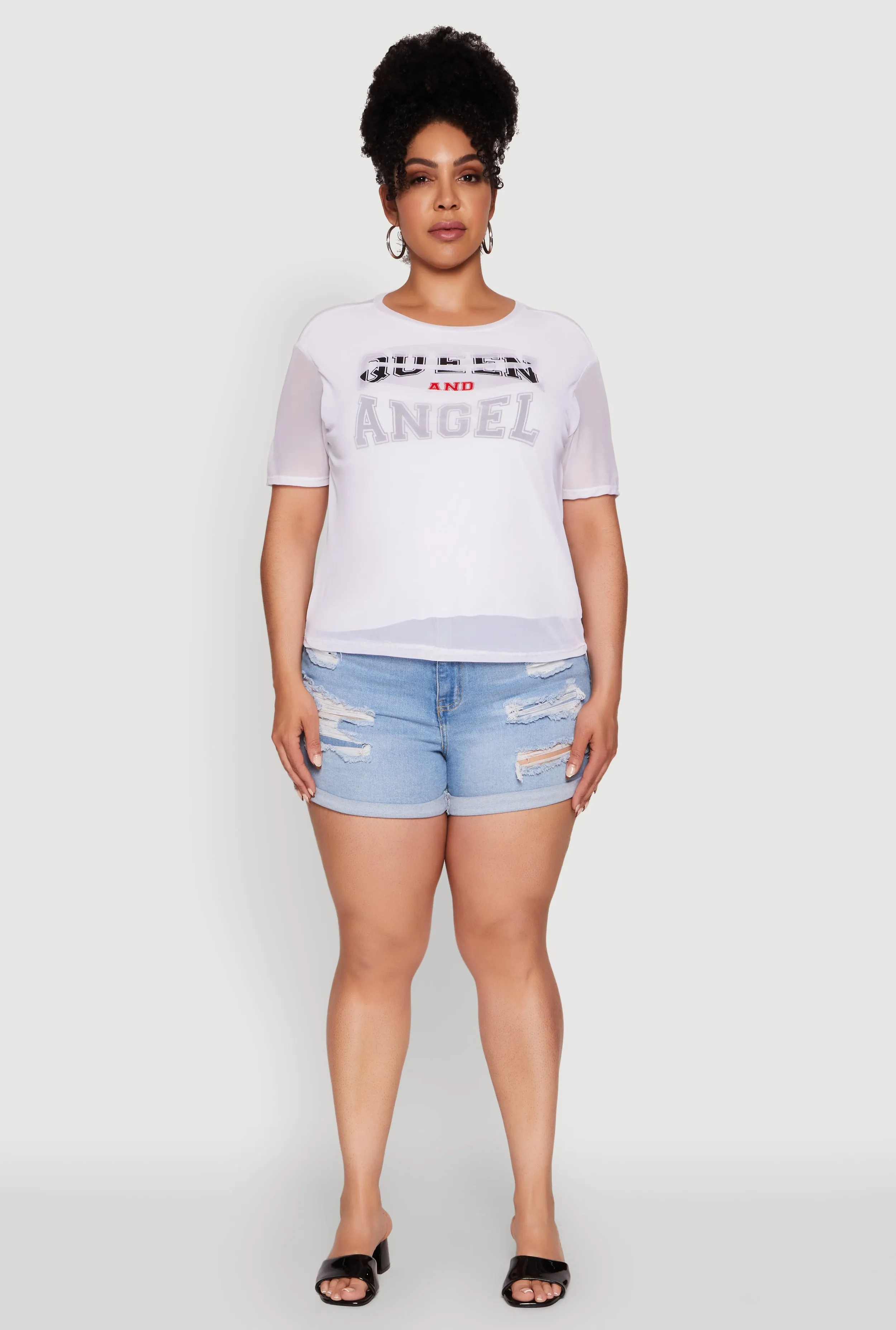 Plus Size Queen and Angel Mesh Top sold by Rainbow