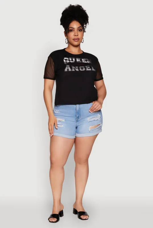 Plus Size Queen and Angel Mesh Top sold by Rainbow
