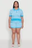 Plus Size Daisy Striped Button Detail Shorts sold by Rainbow