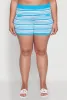 Plus Size Daisy Striped Button Detail Shorts sold by Rainbow