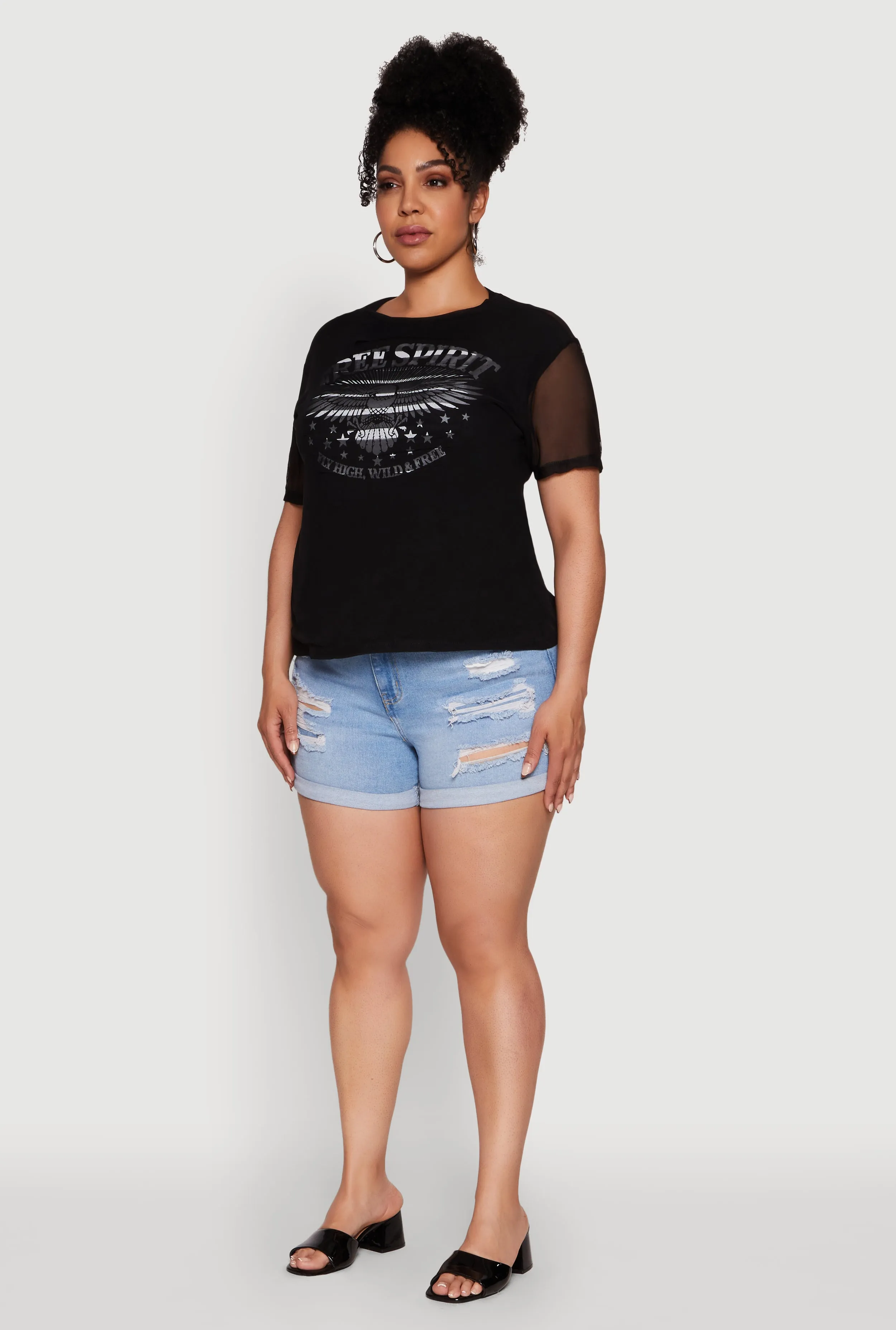 Plus Size Free Spirit Graphic Mesh Top sold by Rainbow product image thumbnail 5