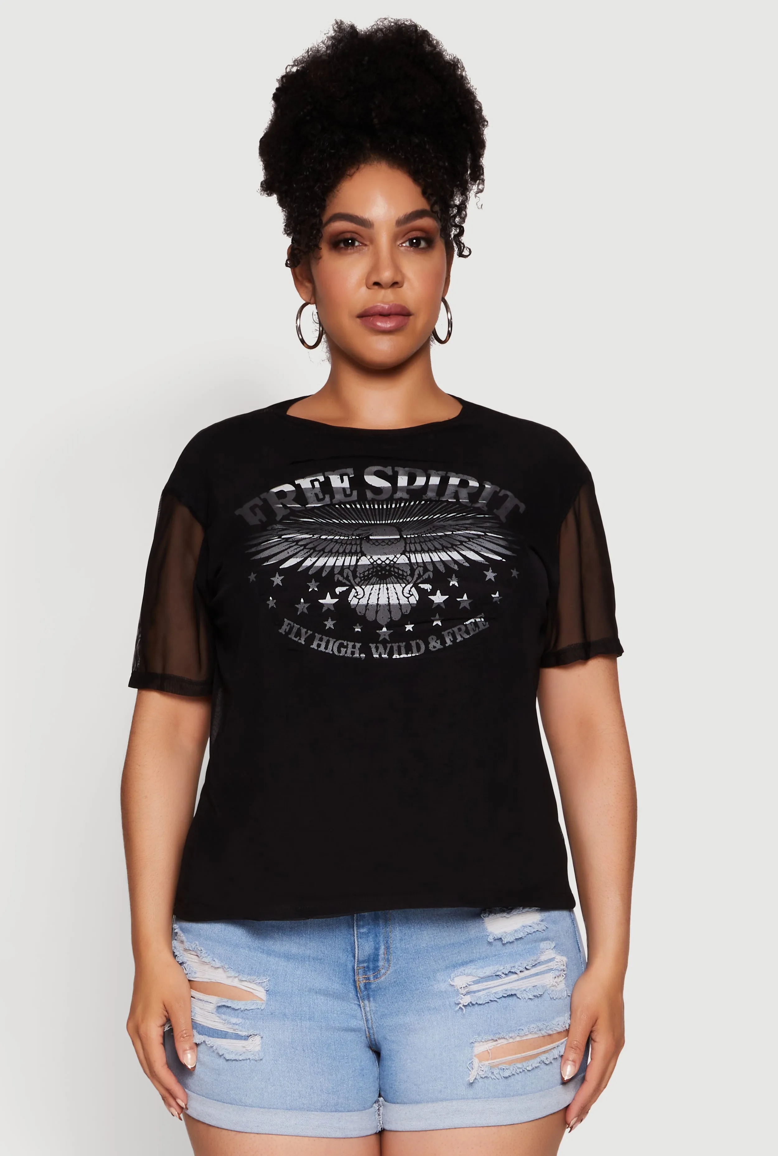Plus Size Free Spirit Graphic Mesh Top sold by Rainbow product image thumbnail 2