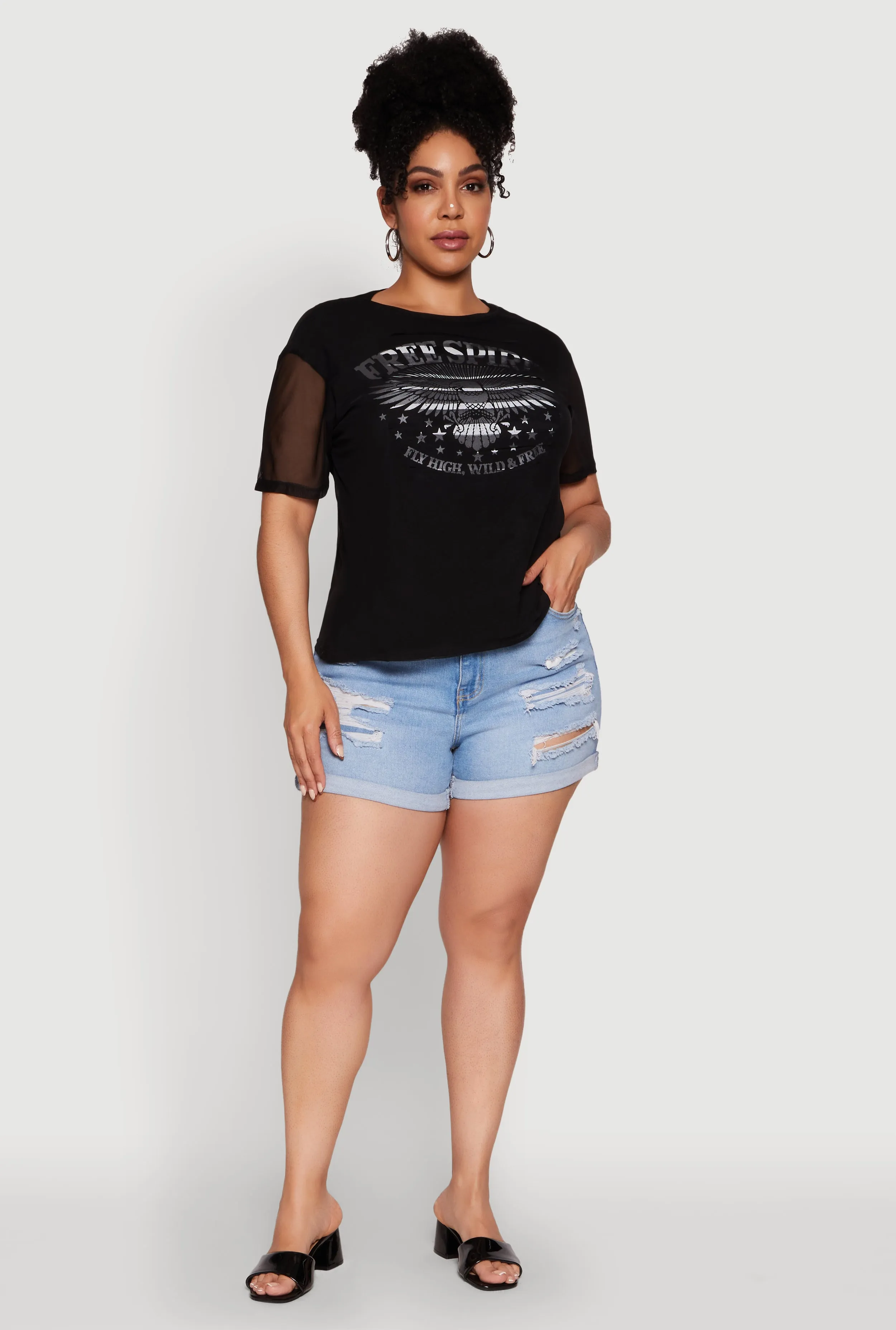 Plus Size Free Spirit Graphic Mesh Top sold by Rainbow product image thumbnail 3