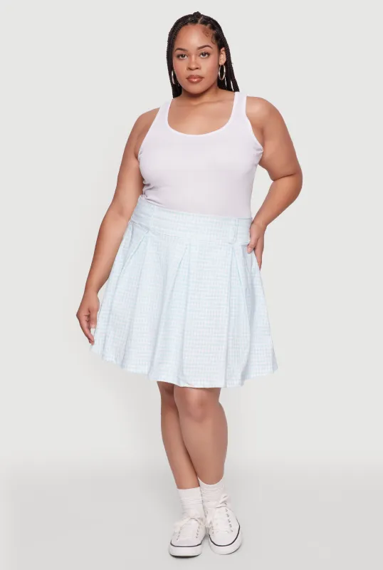 Plus Size Trendy Plaid High Waist Pleated Skirt sold by Rainbow