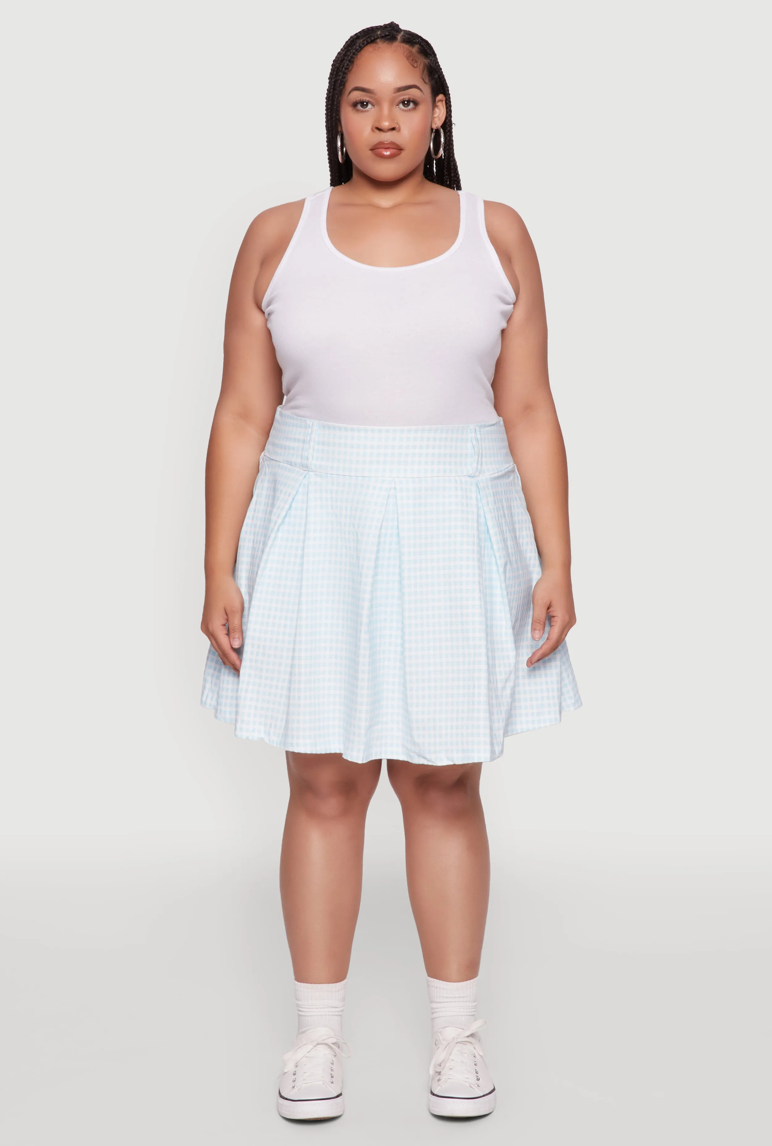 Plus Size Trendy Plaid High Waist Pleated Skirt sold by Rainbow product image thumbnail 2