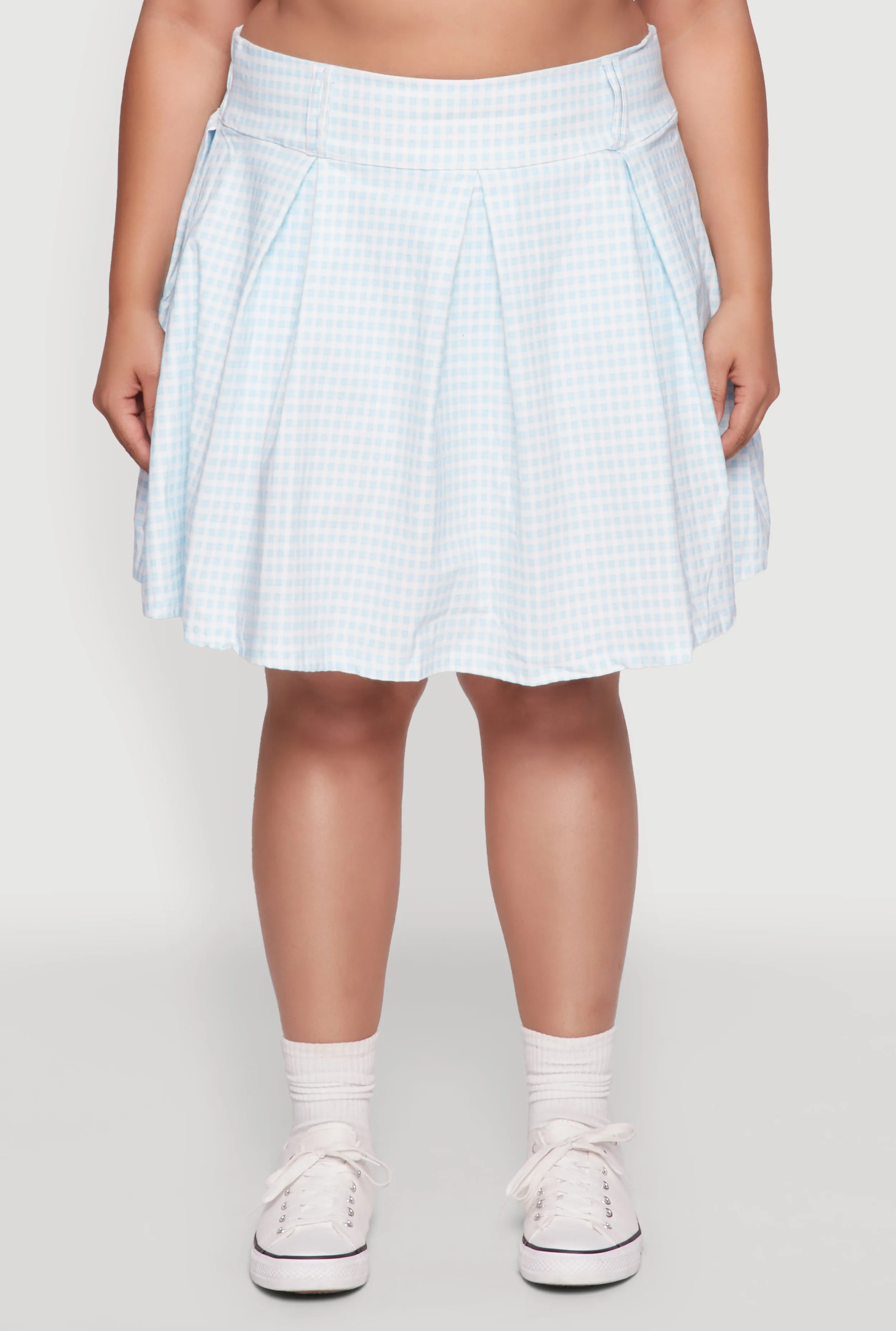 Plus Size Trendy Plaid High Waist Pleated Skirt sold by Rainbow product image thumbnail 5