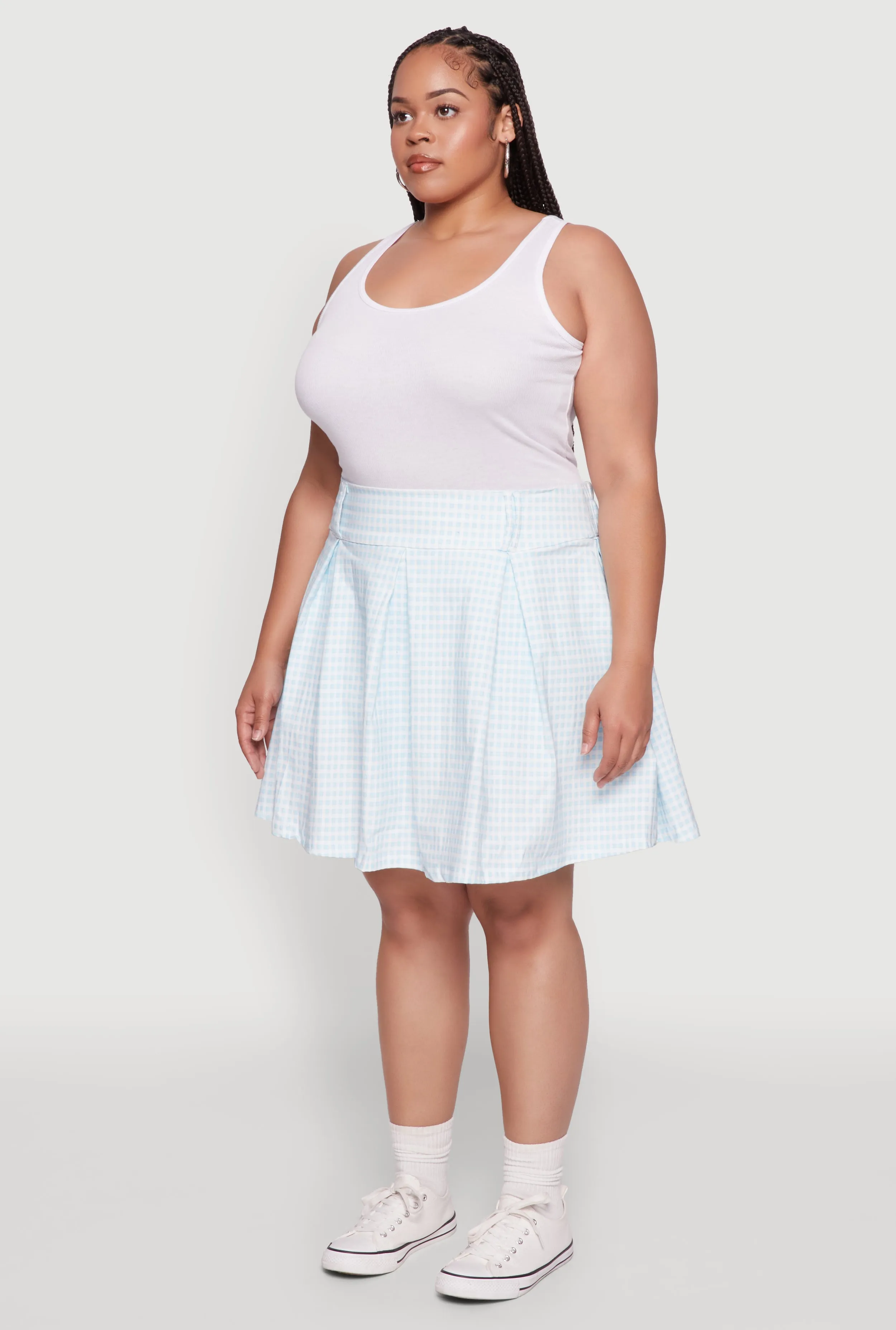 Plus Size Trendy Plaid High Waist Pleated Skirt sold by Rainbow product image thumbnail 3