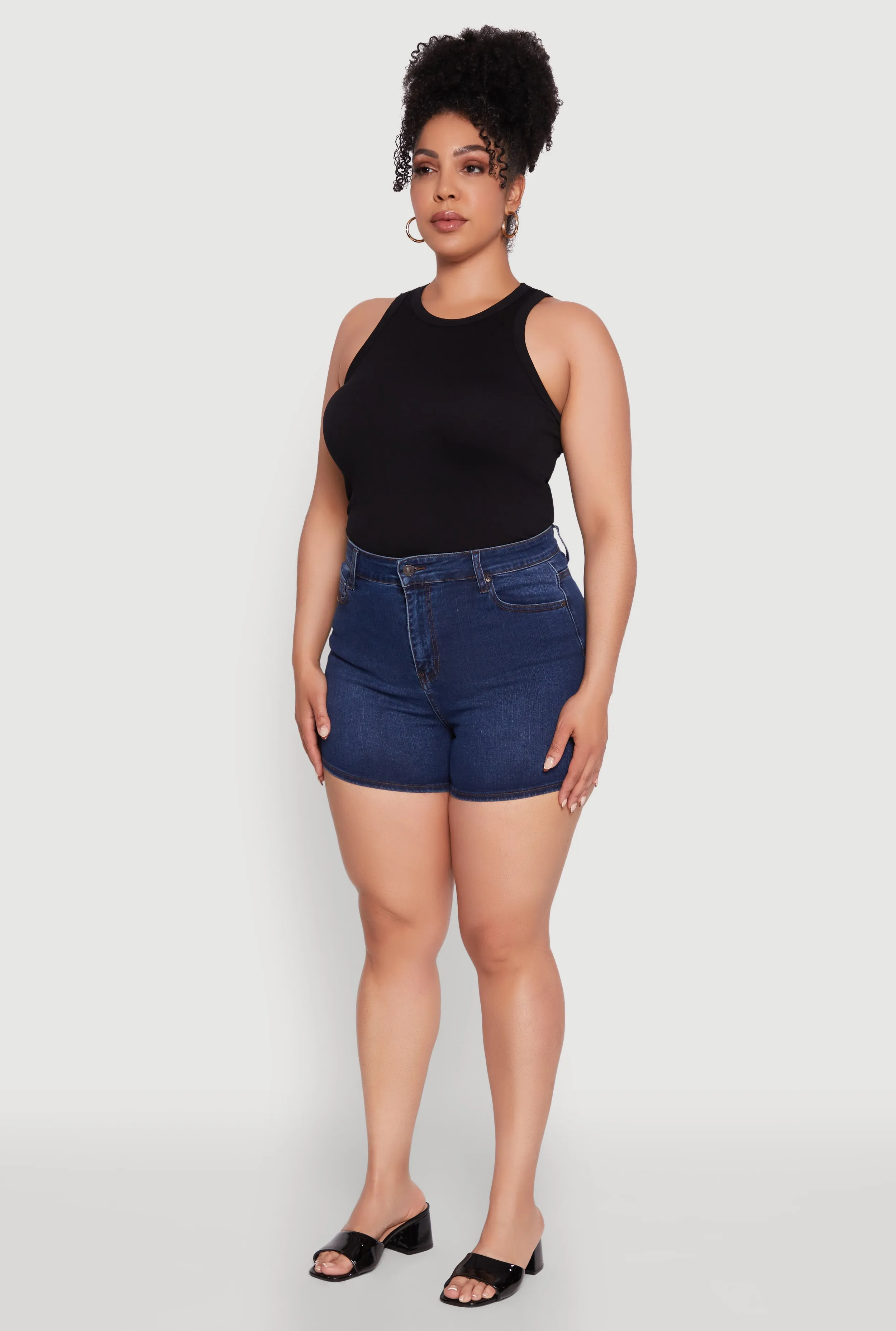 Plus Size WAX Basic Denim Shorts with Stretch and Whiskering sold by Rainbow product image thumbnail 3