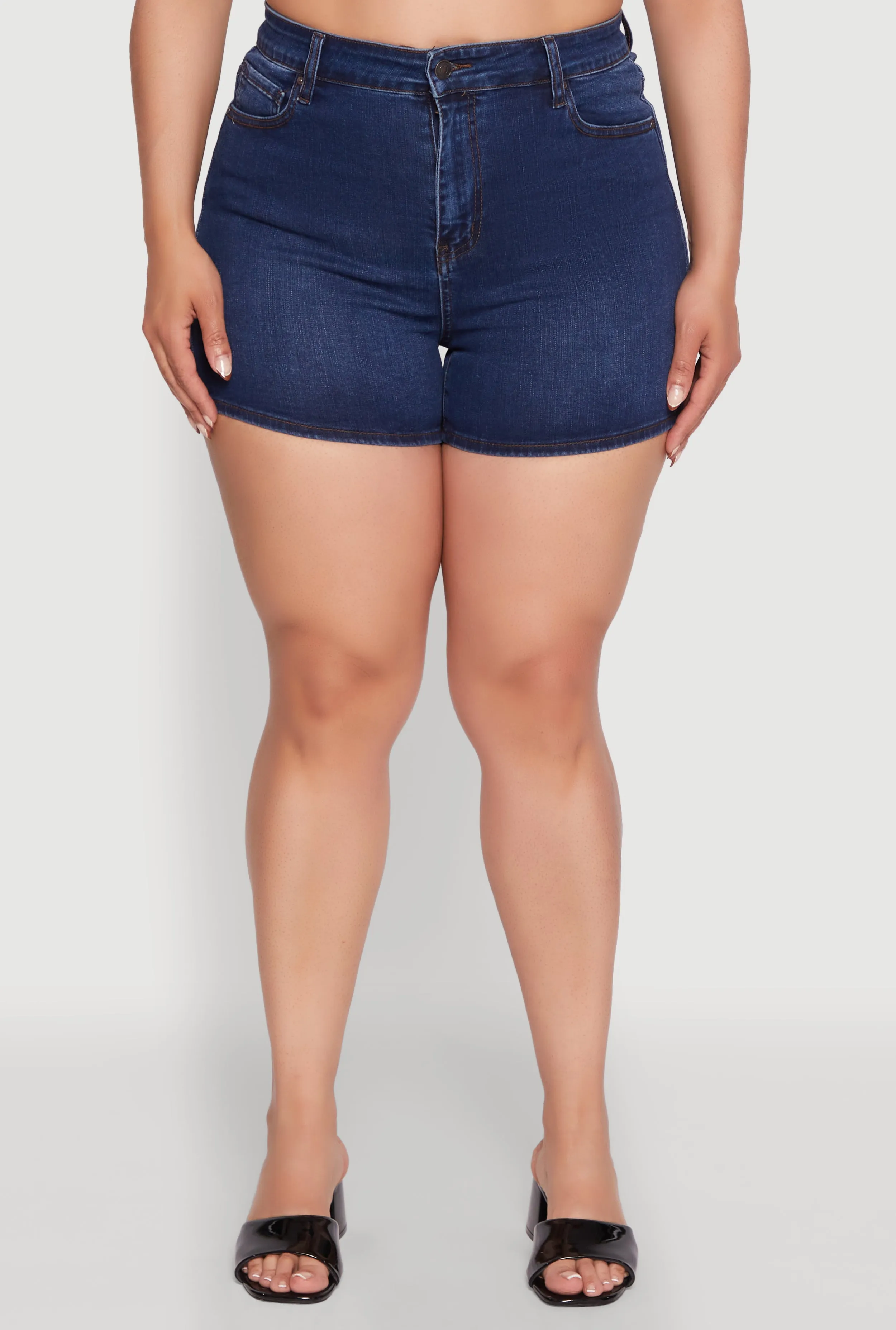 Plus Size WAX Basic Denim Shorts with Stretch and Whiskering sold by Rainbow product image thumbnail 5