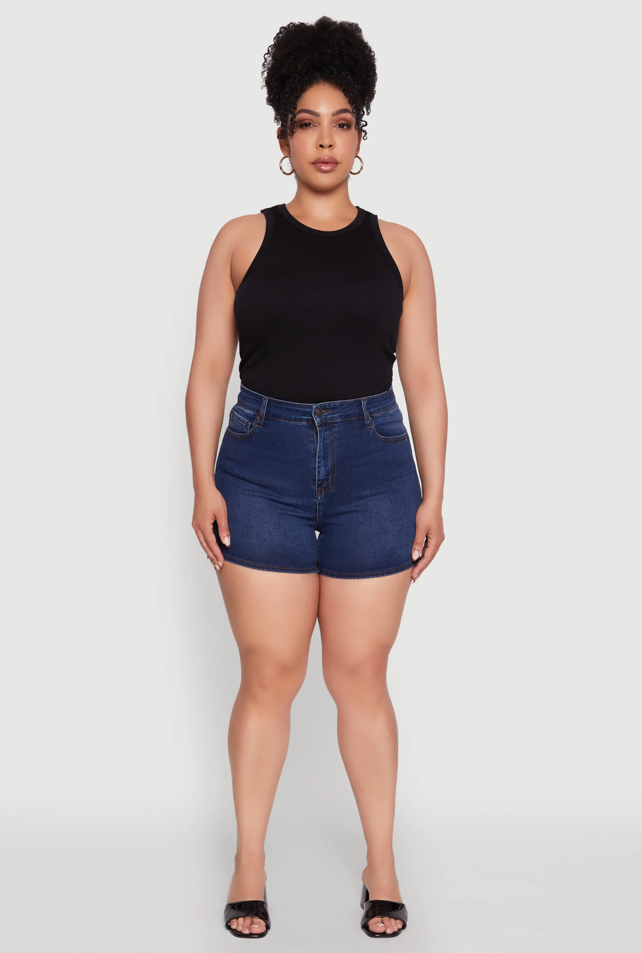 Plus Size WAX Basic Denim Shorts with Stretch and Whiskering sold by Rainbow product image thumbnail 2