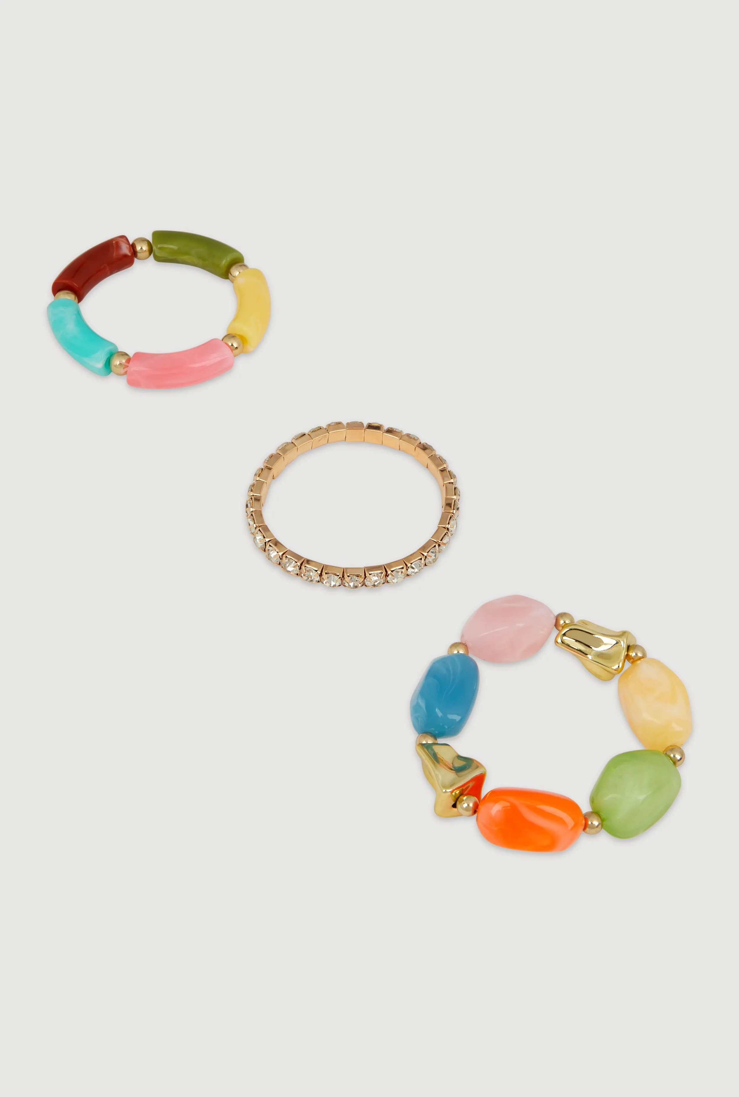 Boho Chic Colorful Resin Beaded Stretch Bracelet Trio sold by Rainbow product image thumbnail 3