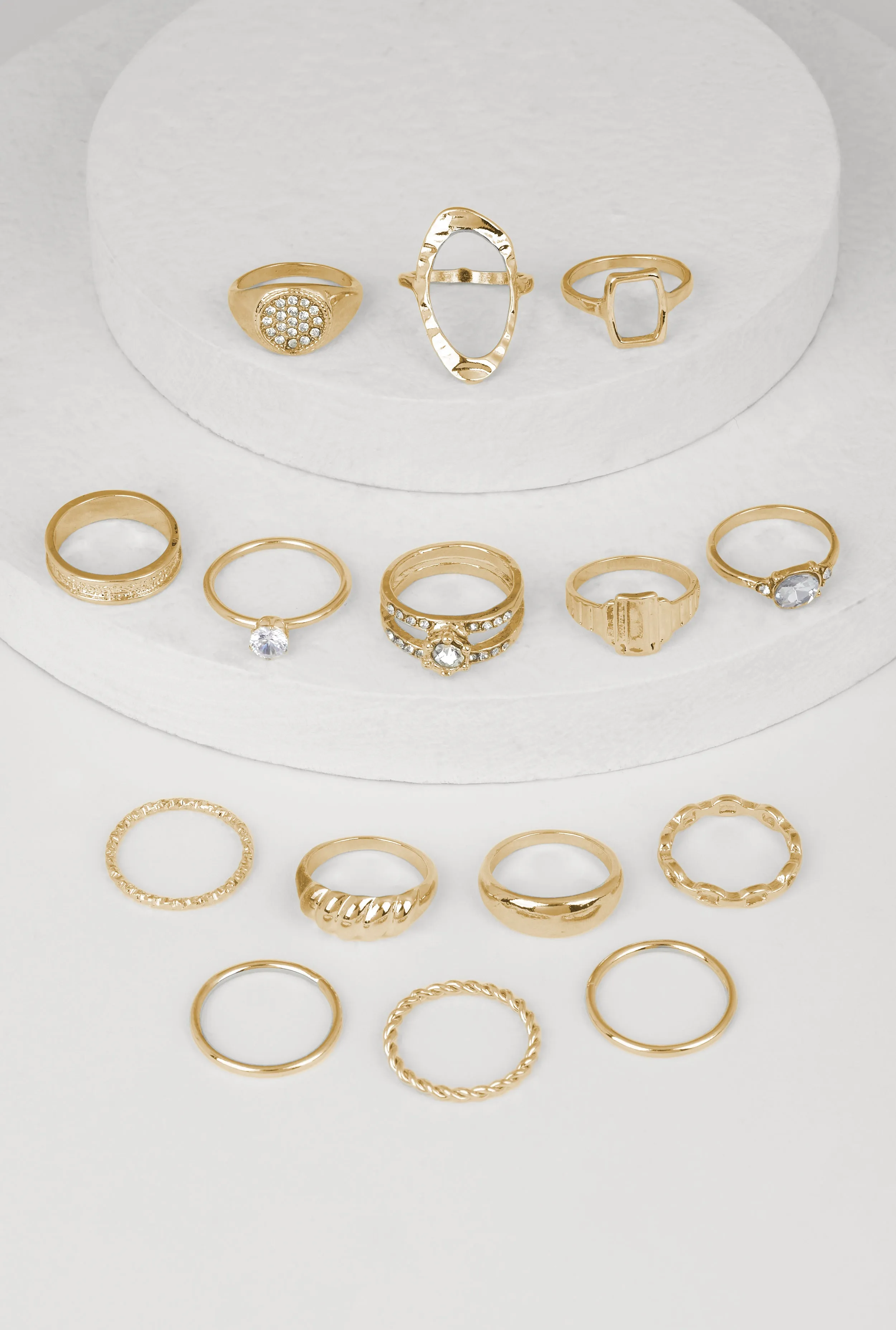 Shiny Cubic Zirconia Metallic Rings Set of 15 sold by Rainbow