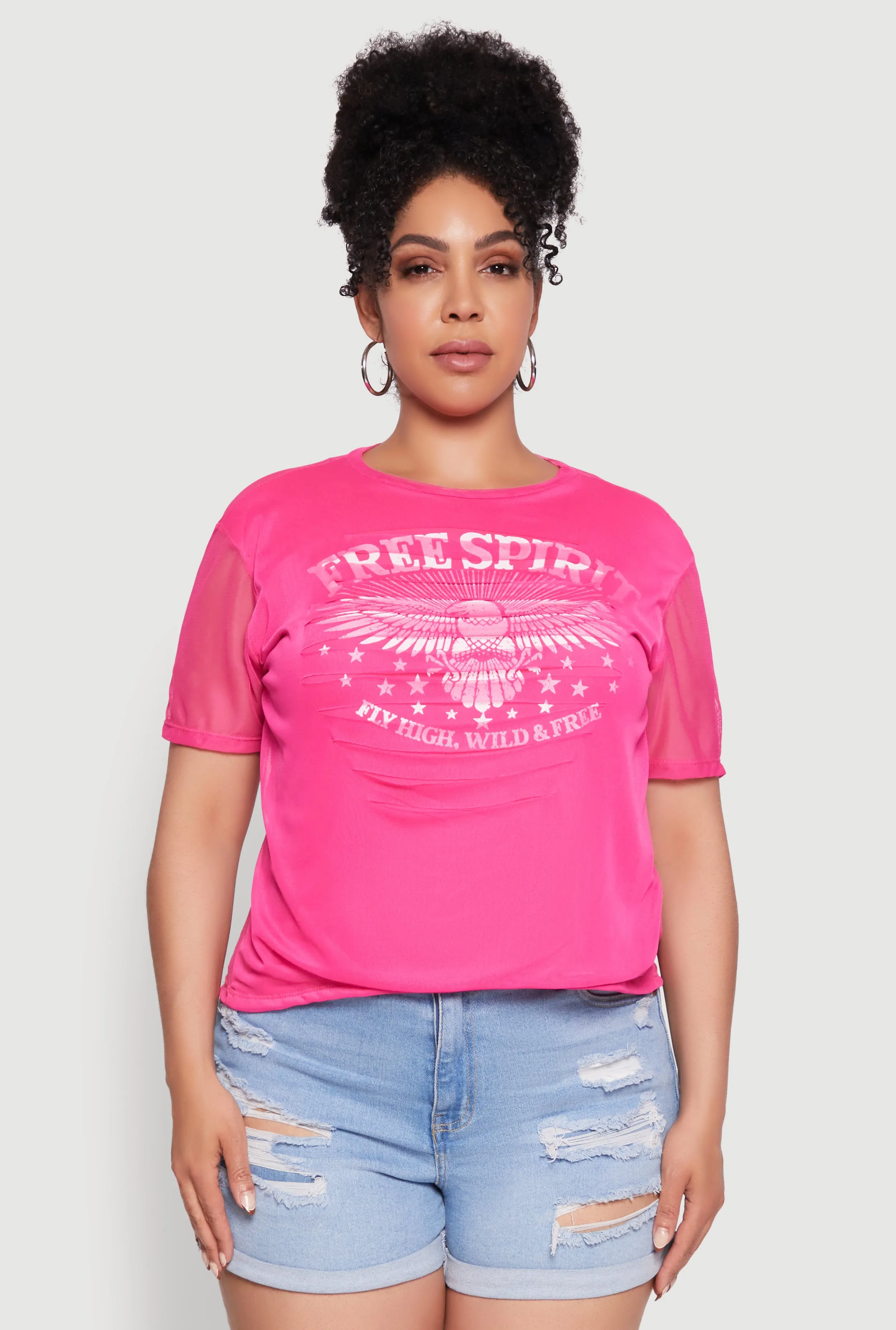 Plus Size Free Spirit Graphic Mesh Top sold by Rainbow product image thumbnail 2