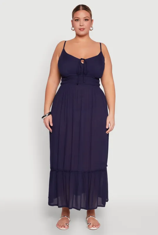 Plus Size Tiered Scoop Neck Maxi Dress sold by Rainbow