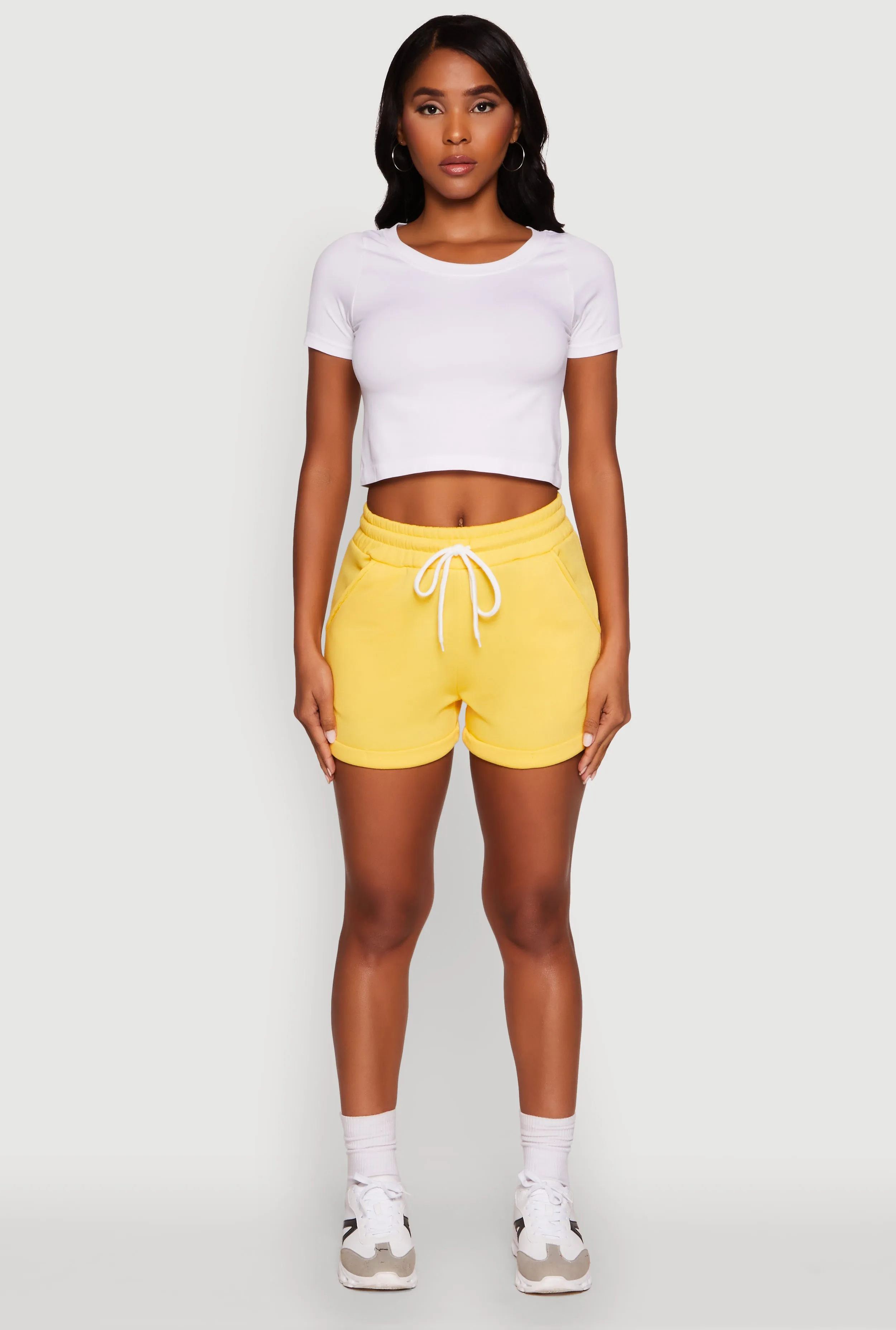 Chic Drawstring High Waisted Sweatshorts with Fixed Cuffs sold by Rainbow