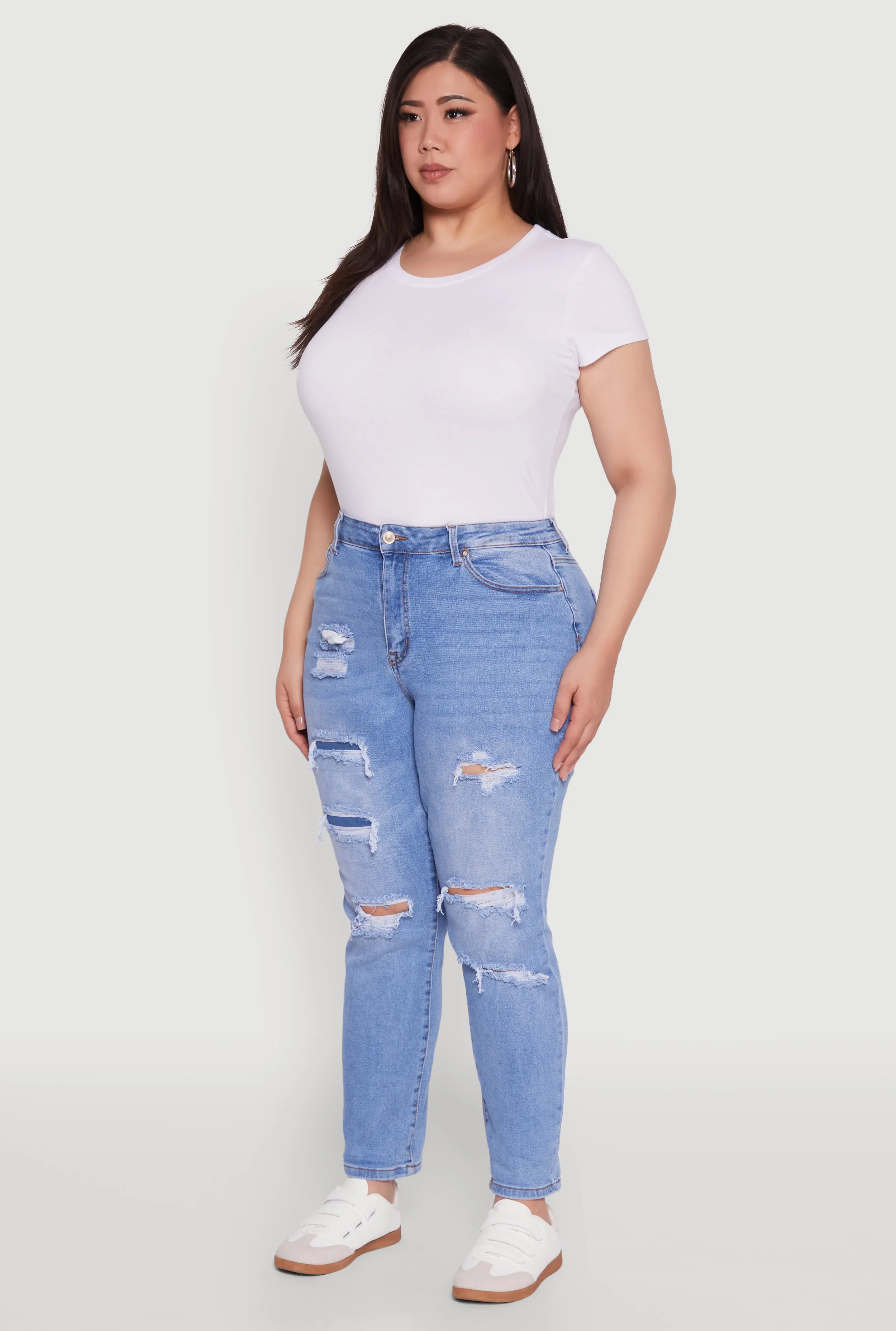 Plus Size WAX High Waisted Distressed and Frayed Jeans sold by Rainbow product image thumbnail 3