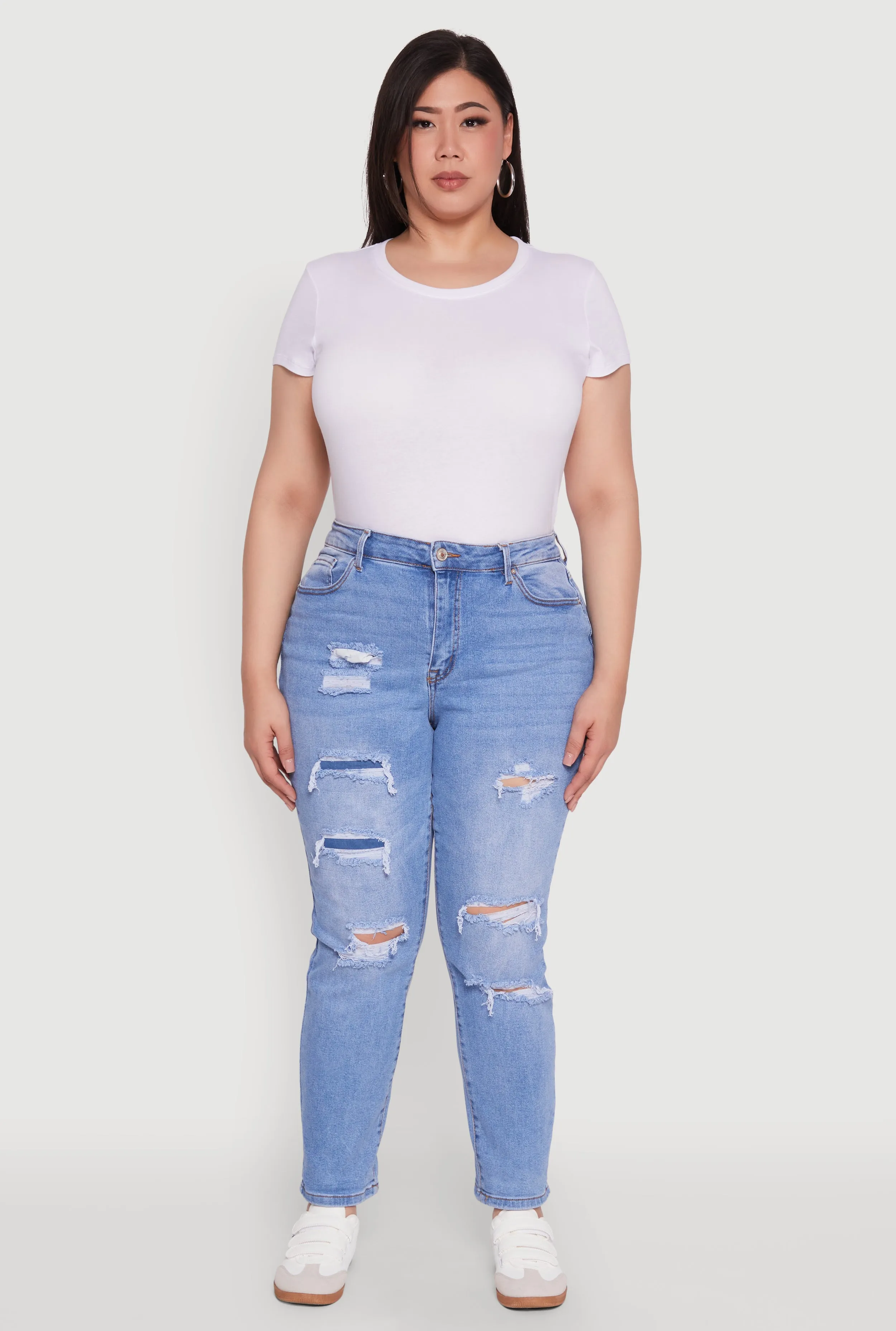 Plus Size WAX High Waisted Distressed and Frayed Jeans sold by Rainbow product image thumbnail 2