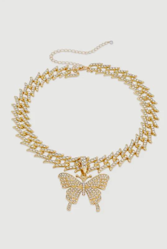 Butterfly Pendant Chain Link Necklace sold by Rainbow