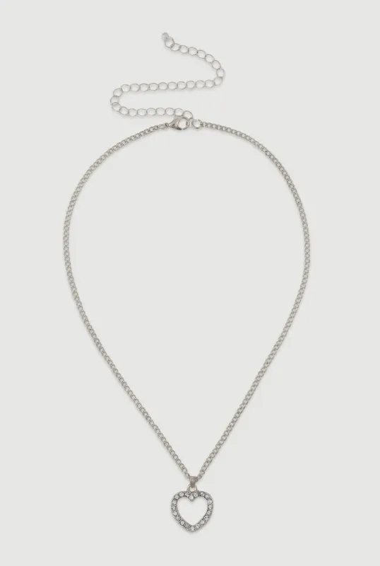 Open Heart Pendant Necklace sold by Rainbow