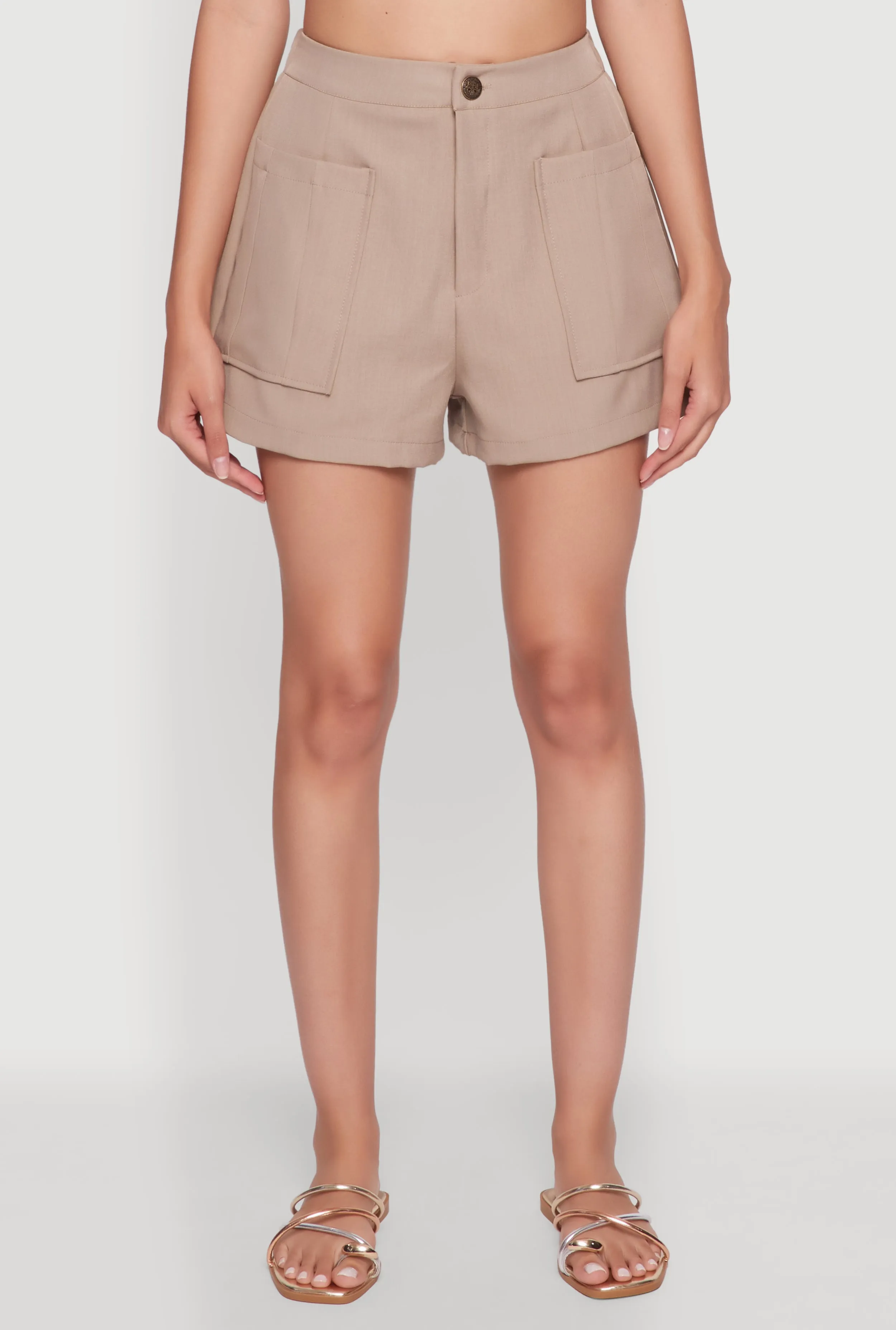 Trendy High Waisted Twill Shorts with Front Pockets sold by Rainbow product image thumbnail 3