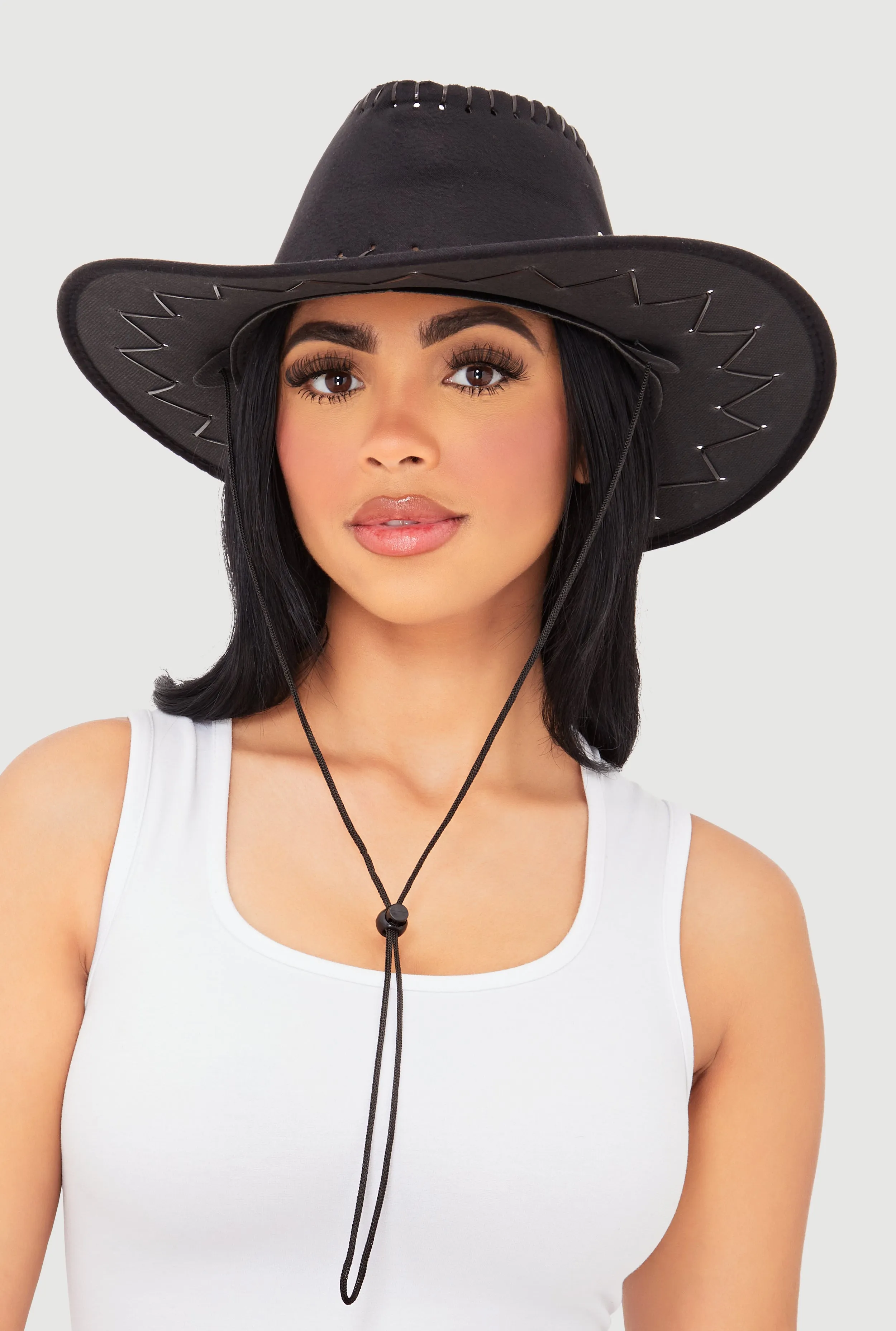 Stylish Lace Up Cowboy Hat sold by Rainbow product image thumbnail 2