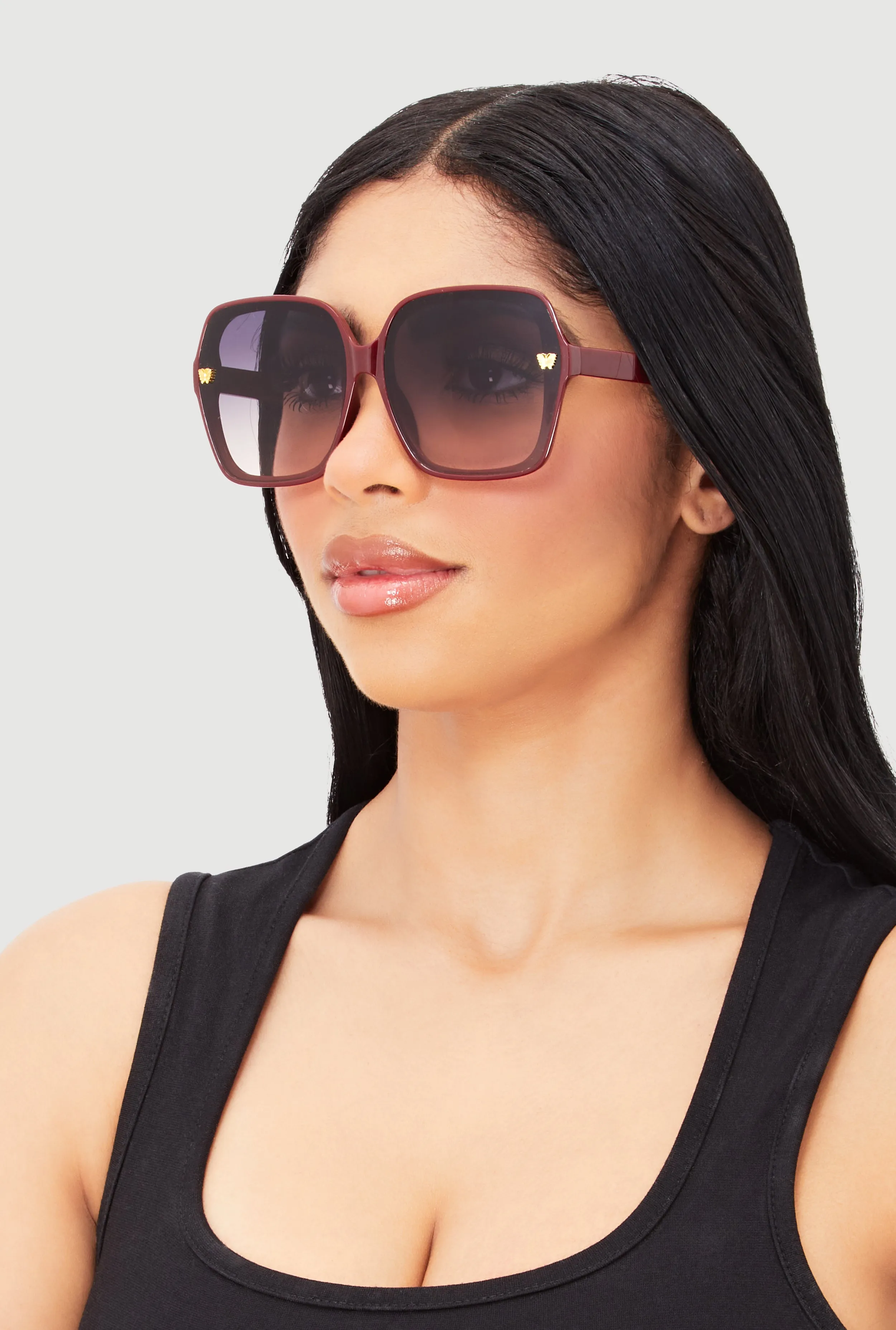 Metallic Butterfly Detail Ombre Lens Sunglasses sold by Rainbow product image thumbnail 2