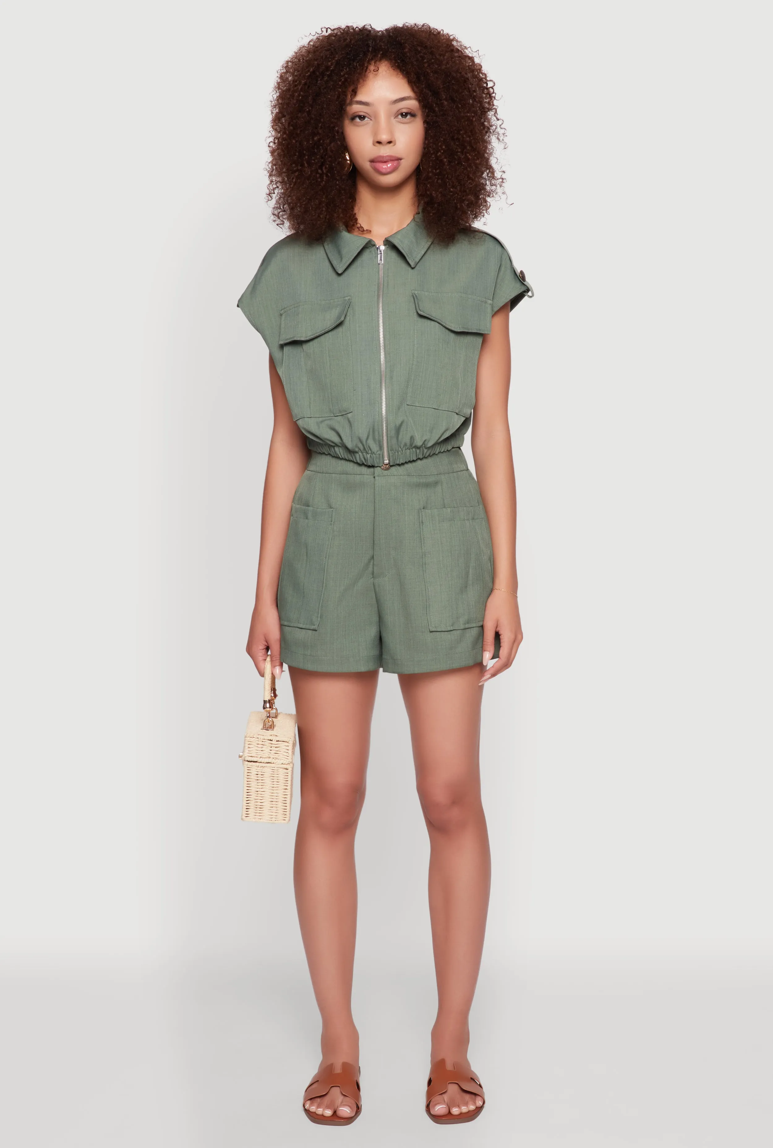 Trendy High Waisted Twill Shorts with Front Pockets sold by Rainbow product image thumbnail 2