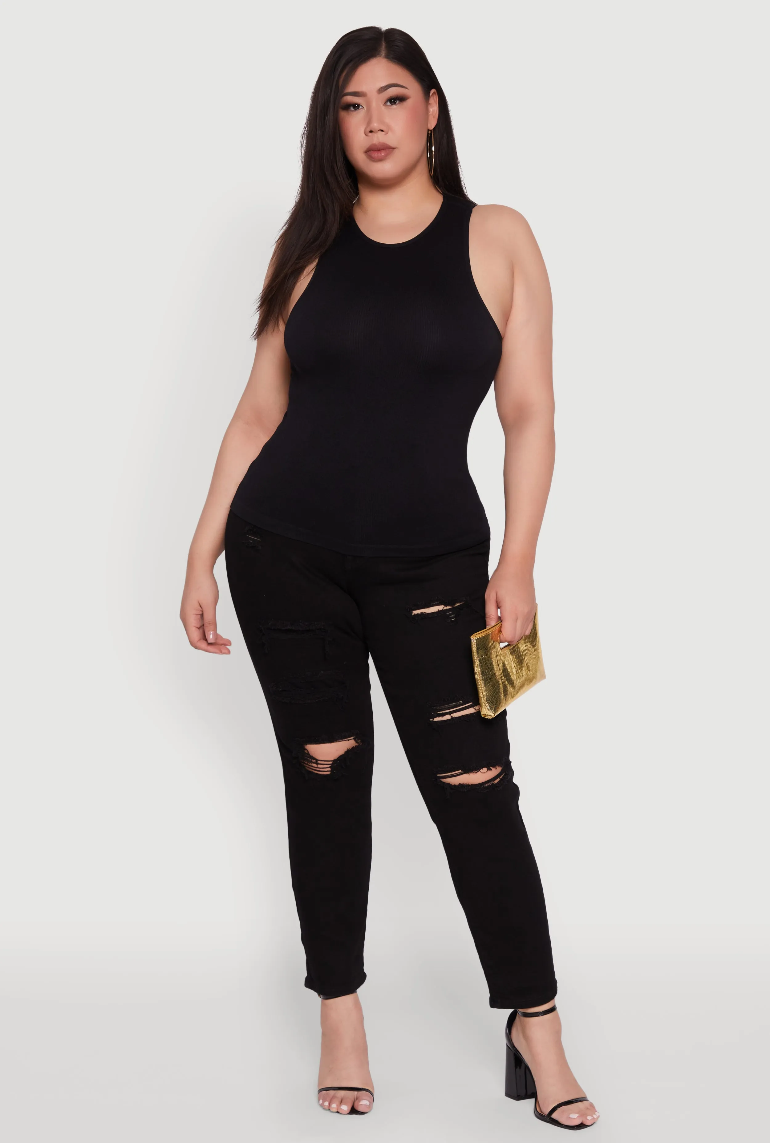 Plus Size Basic Crew Neck Tank Top sold by Rainbow