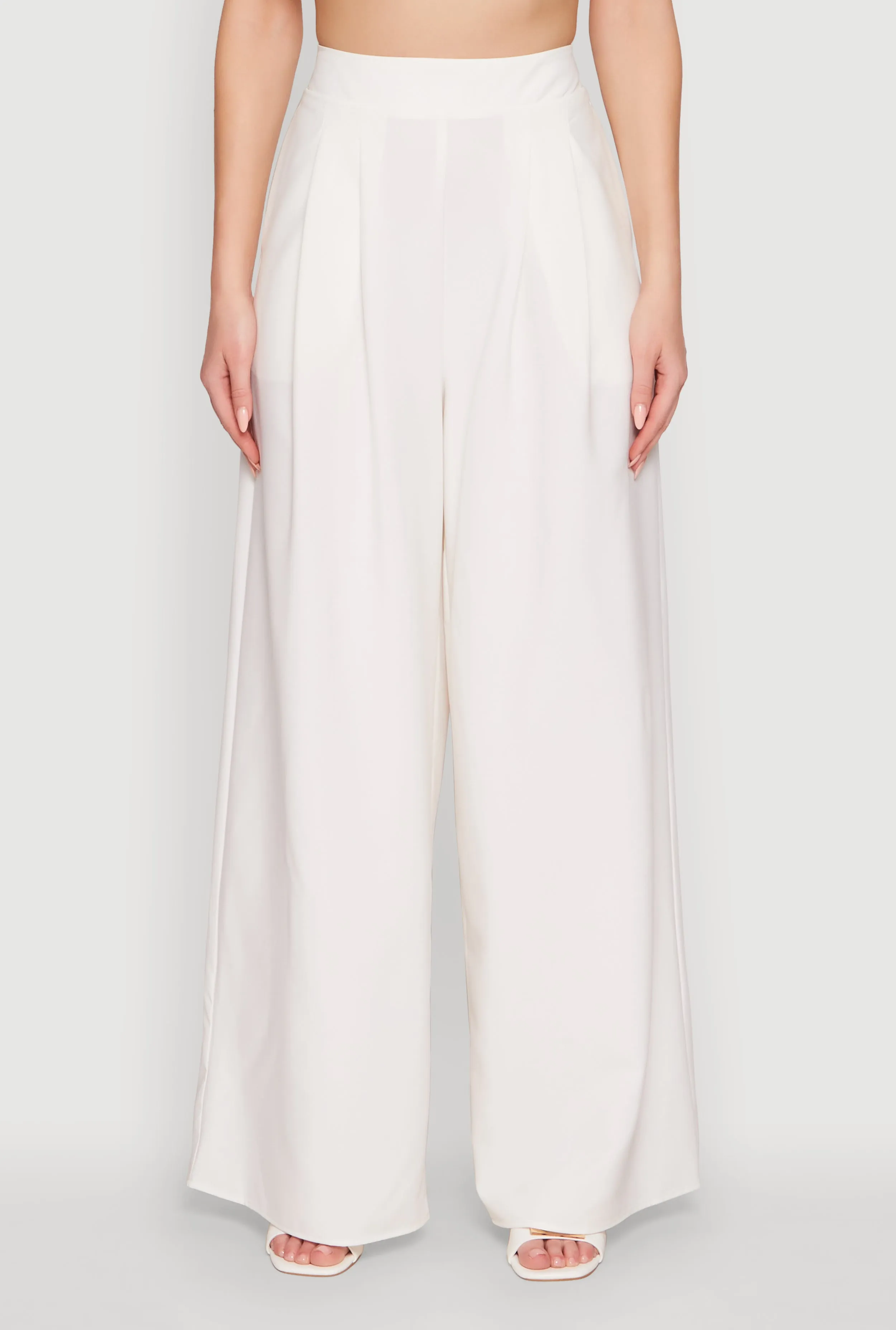 Trendy High Waisted Wide Leg Dress Pants with Pleats sold by Rainbow product image thumbnail 3