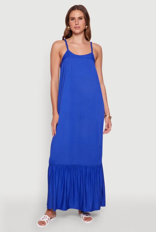 Elegant Braided Sleeve Tiered Maxi Dress made by Rainbow