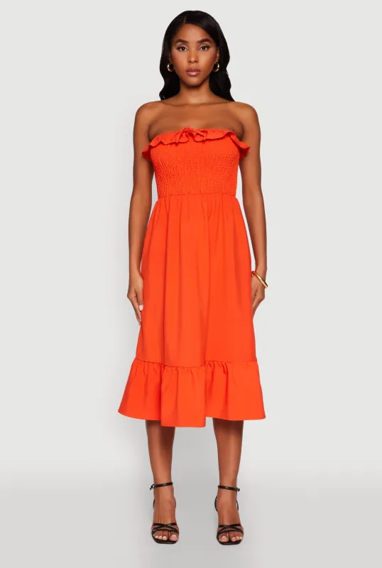 Chic Smocked and Ruffle Tiered Peasant Dress sold by Rainbow